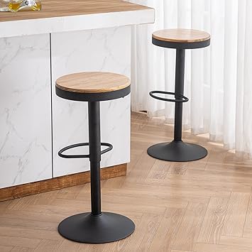 オイルペイント Baolande カウンターチェア 2脚セット 昇降式 木製