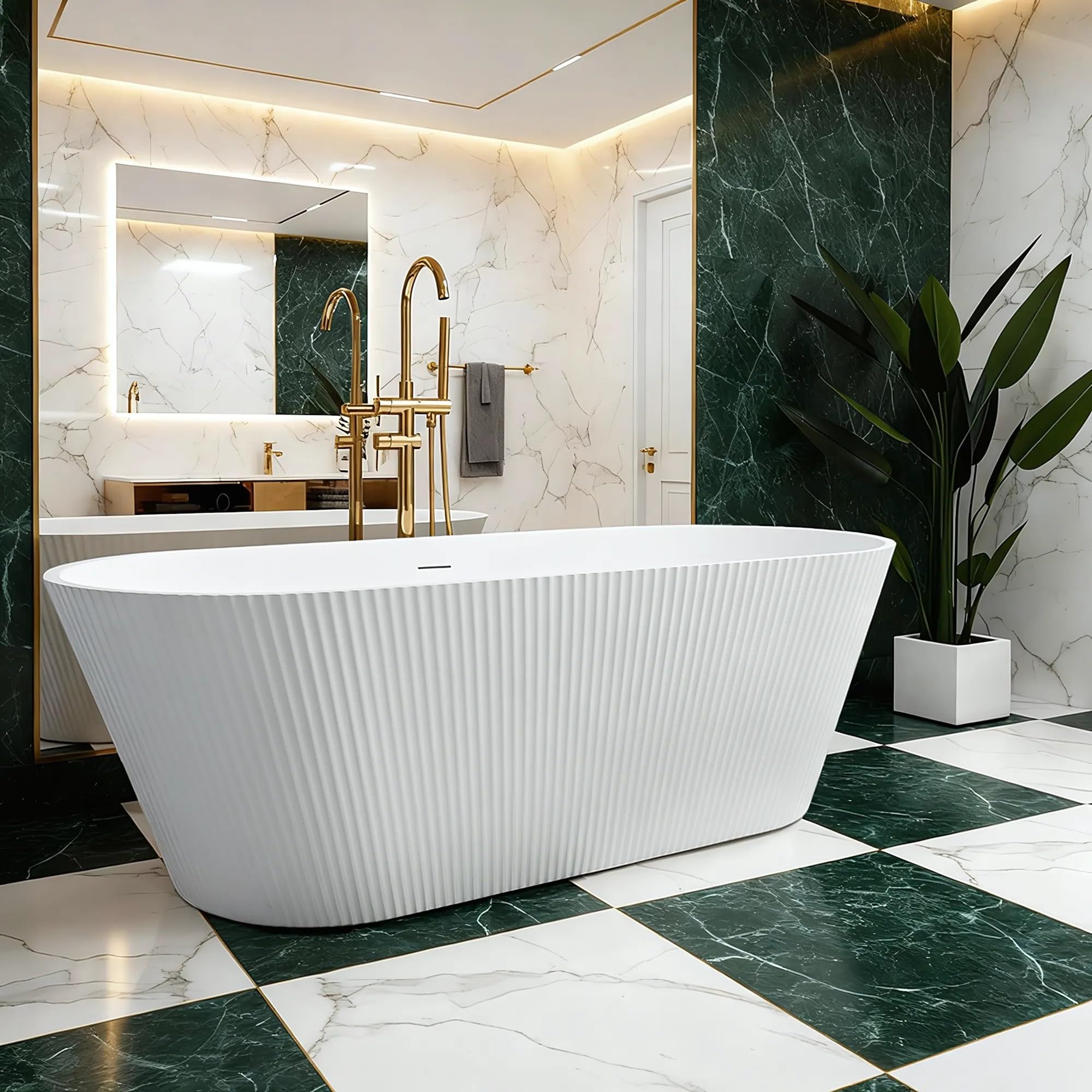 Rea - Bañera independiente de acrílico Ofelia 170 con tapón blanco - 170 x 74 x 59,5 cm