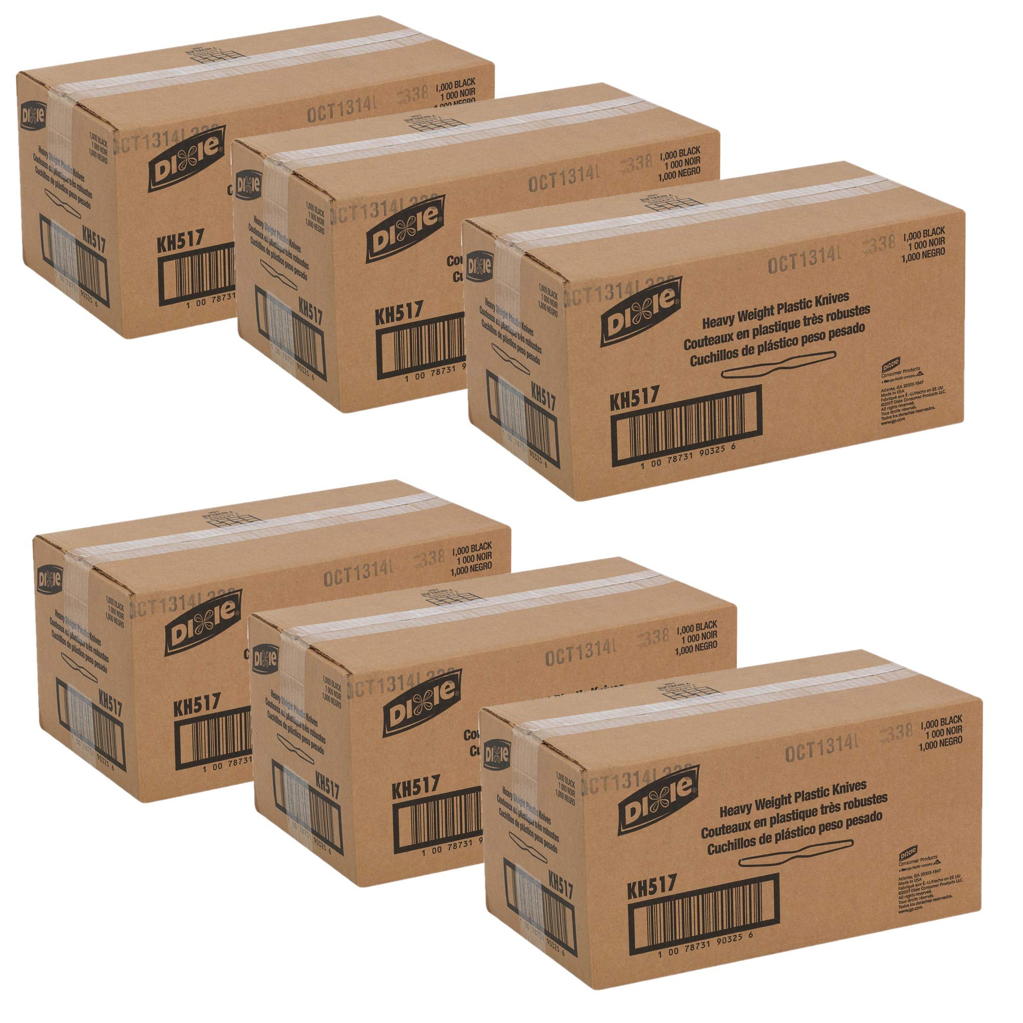 Dixie KH517 Black Heavy-Weight Plastic Knife, 1000/Case, Pack of 6 Cases, Total 6000 Knifes