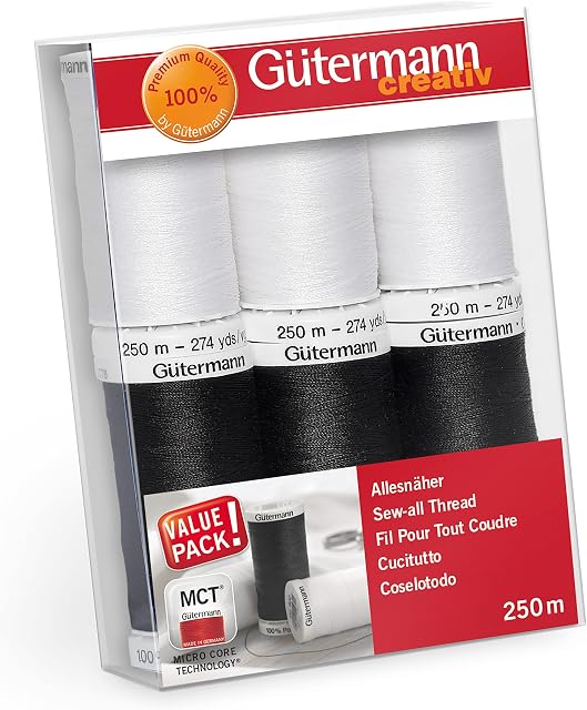 734000-6 Gutermann Thread Set Sew-All 250m x 6 reels Multi