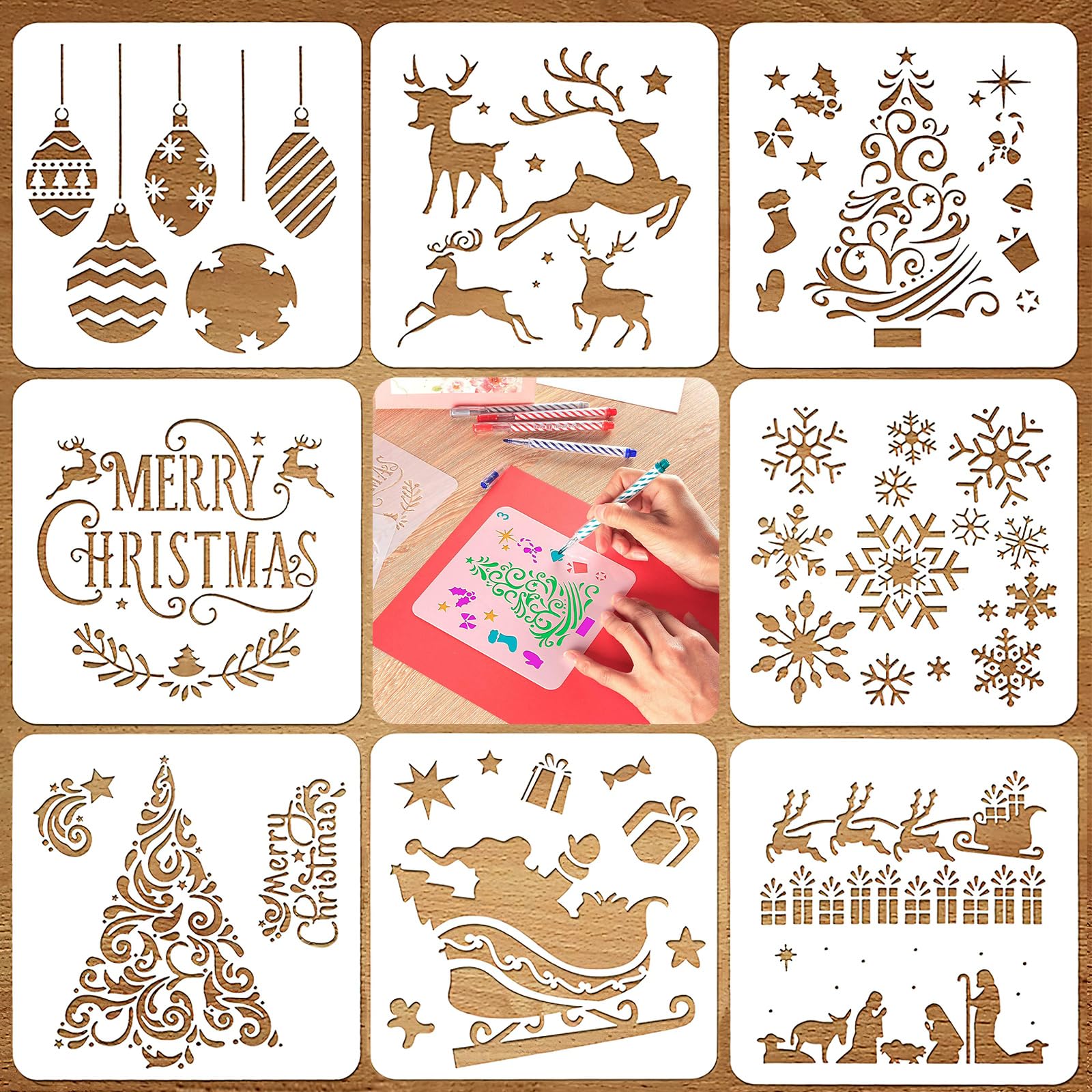 Pochoir Noel Pochoirs De Dessin, 12 Pièces Pochoir Peinture En