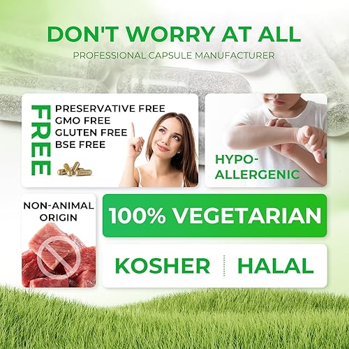 Miniatura 2 de Cápsulas veganas vacías tamaño 2 transparente a base de plantas (500 unidades) sin gluten, sin OMG, kit de llenado de pastillas con certificación