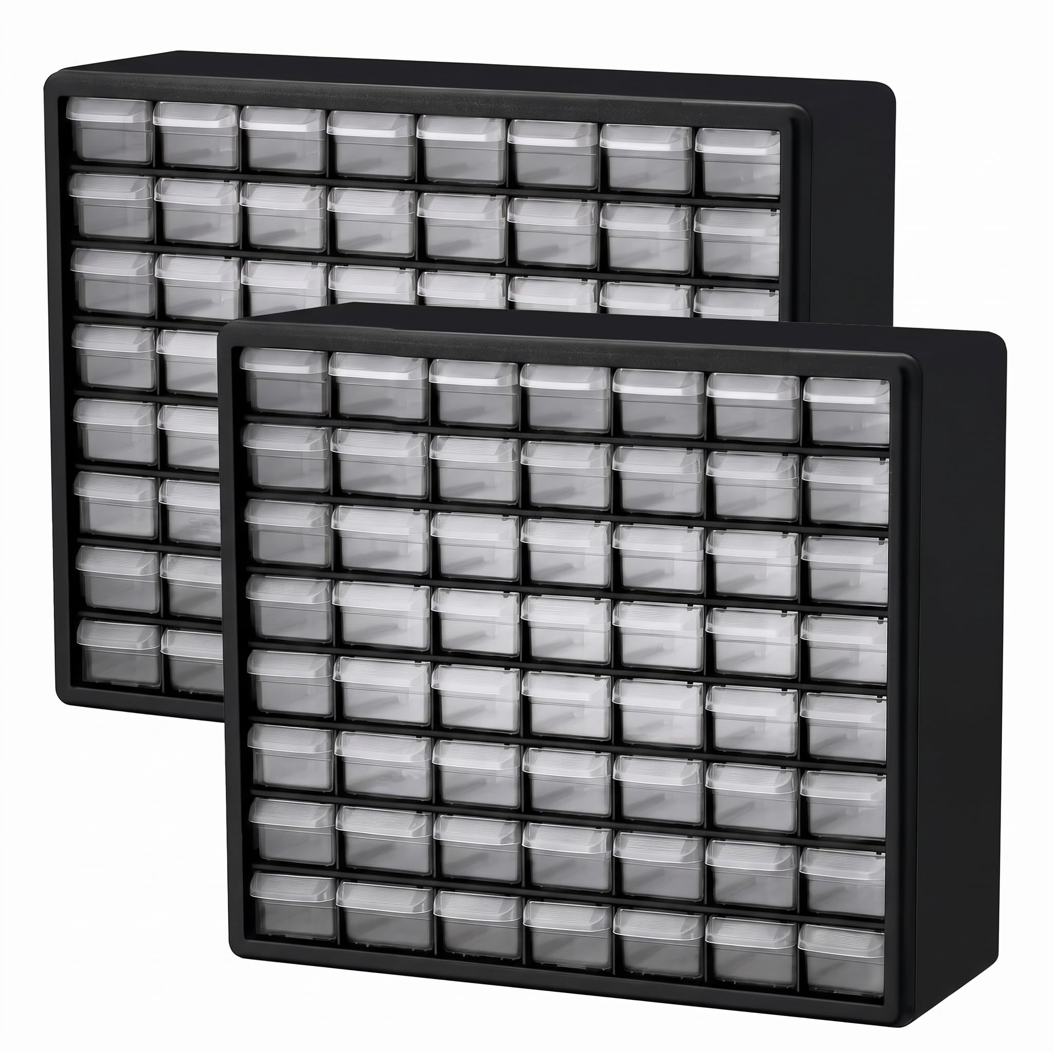 Akro-Mils 64-Drawer Plastic Storage Cabinet, 20-Inch W x 6-Inch D x 16-Inch H | Black | Model 10164 | Garage Organization