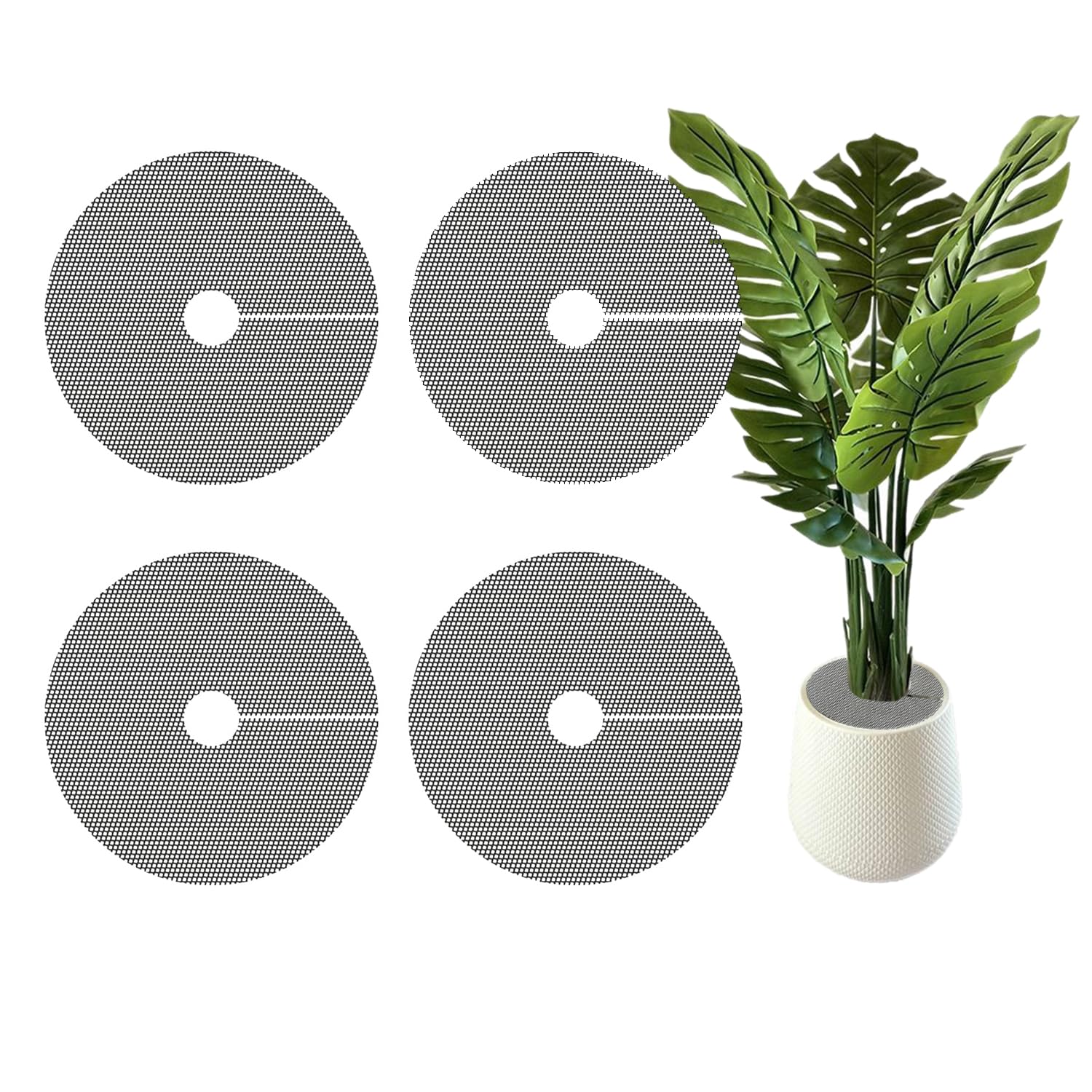 4 Pcs Plant Pot Grids-Cuttable Plant Pot Soil Covers Protectors from Animals-Indoor Plant Pot Soil Guard for Outdoor Garden Plant Protection (15.7in-4pcs)