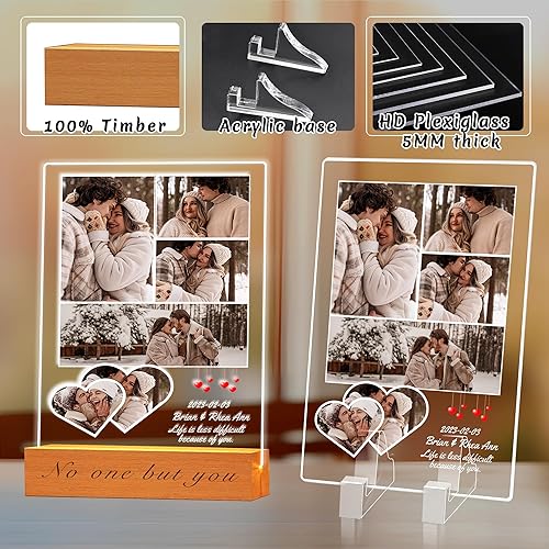 Miniatura 2 de Marco de fotos acrílico personalizado con foto, regalo personalizado de aniversario para parejas para mujeres y hombres, placa acrílica