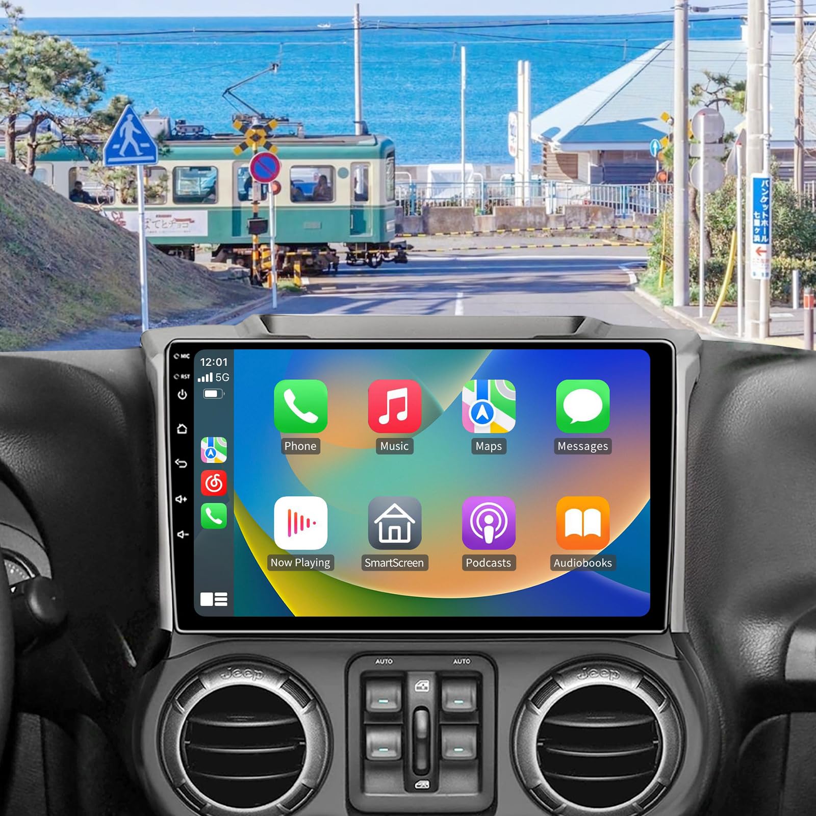 Radio estéreo de 4 GB + 32 GB para Jeep Wrangler JK 2007-2018 Dodge Ram 1500 2500 2009 2010 2011 2012 con Carplay inalámbrico y Android Auto- 5GWIFI 10.2 pulgadas pantalla táctil Bluetooth RDS FM SWC