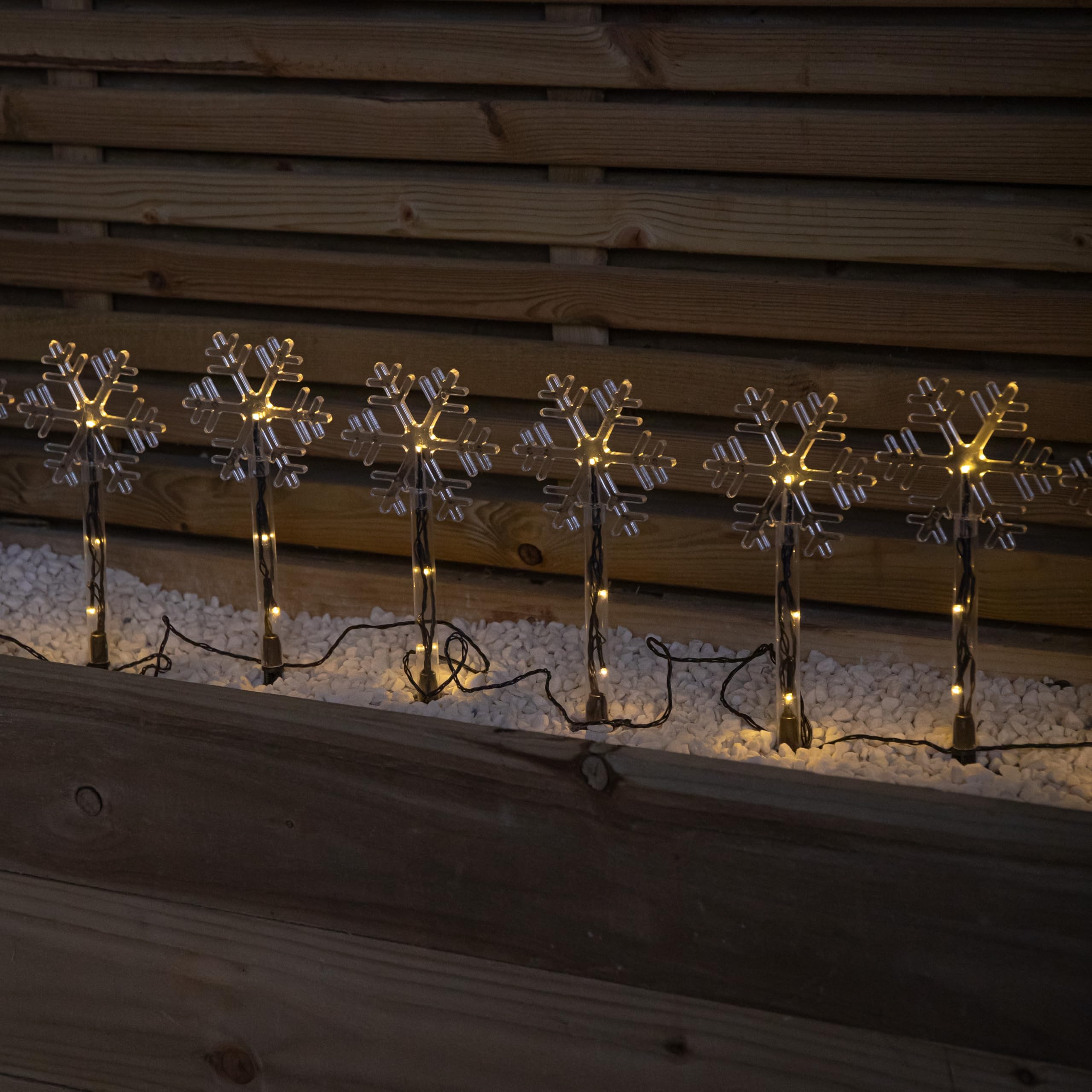 Set of 8 Battery Powered Light up Snowflake Christmas Path Lights with LEDs