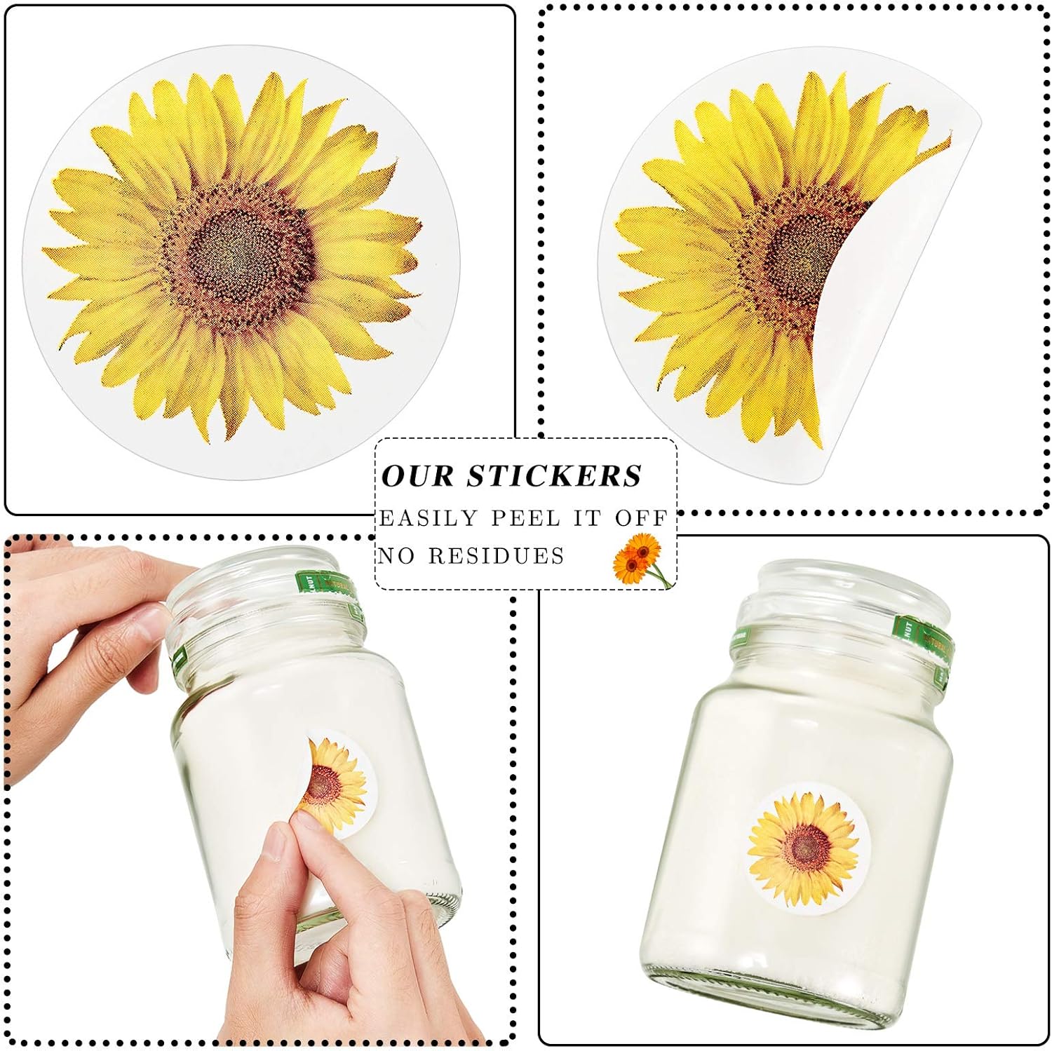 Sunflower Stickers, 1.5 Inch Sunflower Labels with 8 Sunflower Patterns Sunflower Stickers Rolls Self Adhesive Seals for Christmas Thanksgiving Party Decor Scrapbooking Cards Envelopes (1000 Pieces): Kitchen & Dining