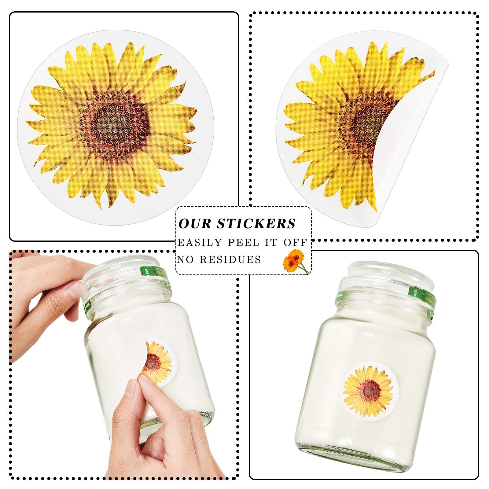 1000 Calcomanías De Agradecimiento De Girasol, 8 Diseños, Ca | Meses