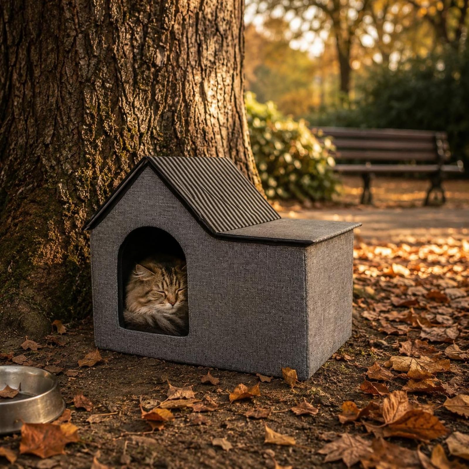 Baoblaze Outdoor Shelter Plegable para Mascotas Casa Refugio con Estructura Ligera y Fácil de Montar Tela Lavable y Cálida Adecuada para Gatos y Perros en Viajes Camping y Jardín, Negro, Grande