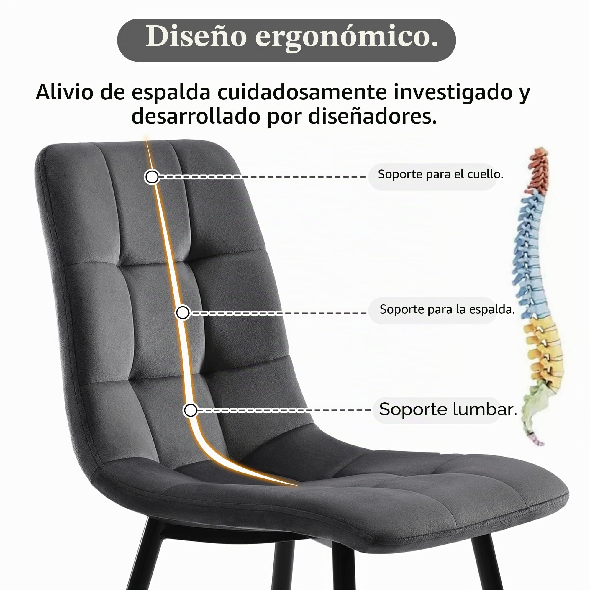 KAZZIO Juego de mesa de comedor (5 piezas), juego de mesa de comedor con 4 sillas, mesa de comedor redonda de 100 cm de diámetro, tablero DM blanco, silla de comedor de terciopelo (negro+gris-1)