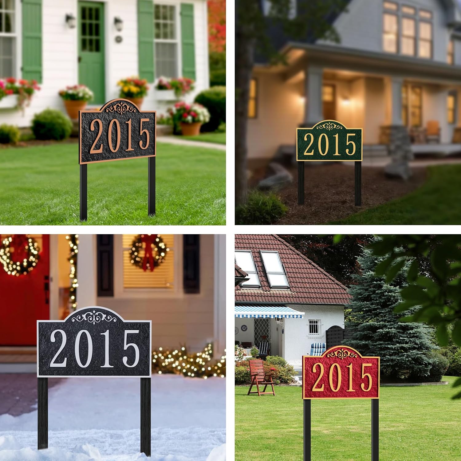 Lawn Address Plaque - Personalized House Number Sign,Address Numbers for House Yard Garden Large Option with Stakes,Style 2