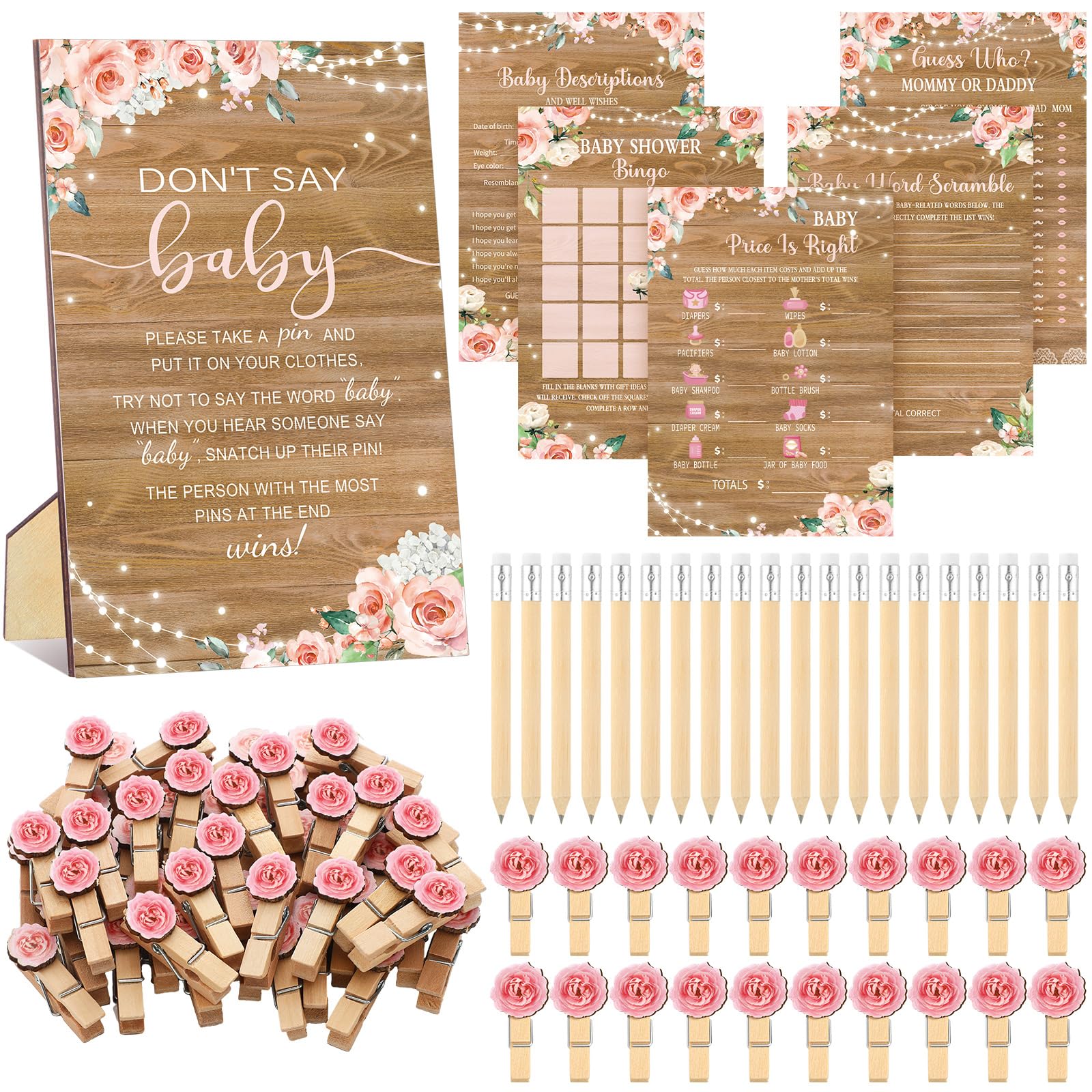 Patelai 321 Pcs Baby Shower Games Supplies, Flower