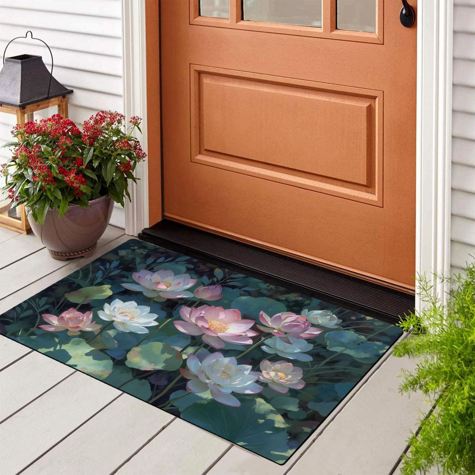 Paillasson de intérieur Antidérapant, Tapis de Romantique Jardin, Tapis Salle de Bain Flanelle Douce, Absorbant l'eau, pour Cuisine (Aquarelle Fleurs Sauvages, 60x90cm