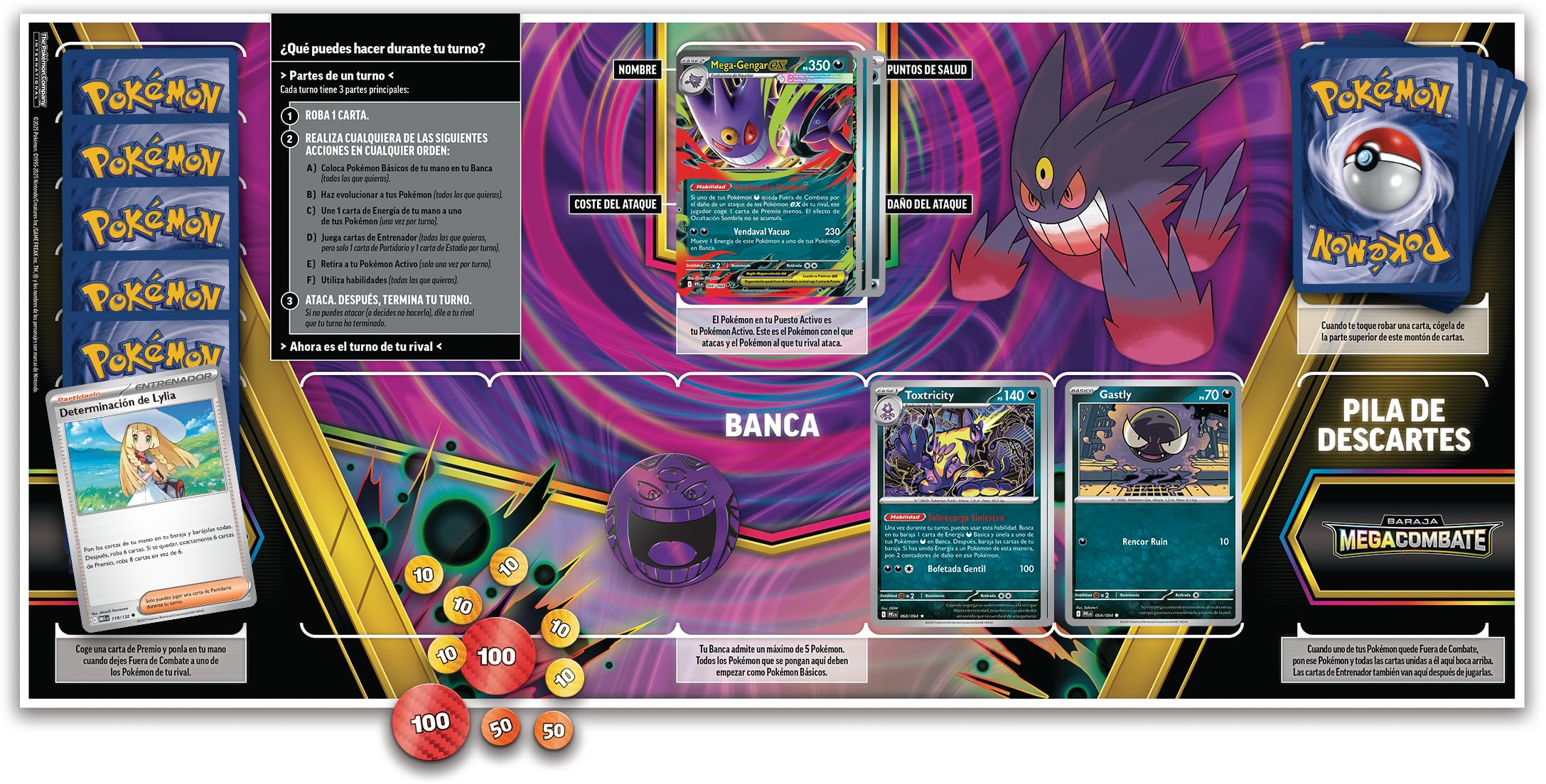 Pokémon: Baraja Megacombate de Mega-Gengar ex de JCC Pokémon (1 baraja de 60 Cartas Lista para Jugar)