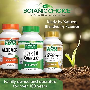 Botanic Choice Liver 10 Complex - Premium Liver Health Support and Wellness Supplement - Natural Herbal Blend with Milk Thistle Extract, Lecithin, and Curcumin C3-60 Pills
