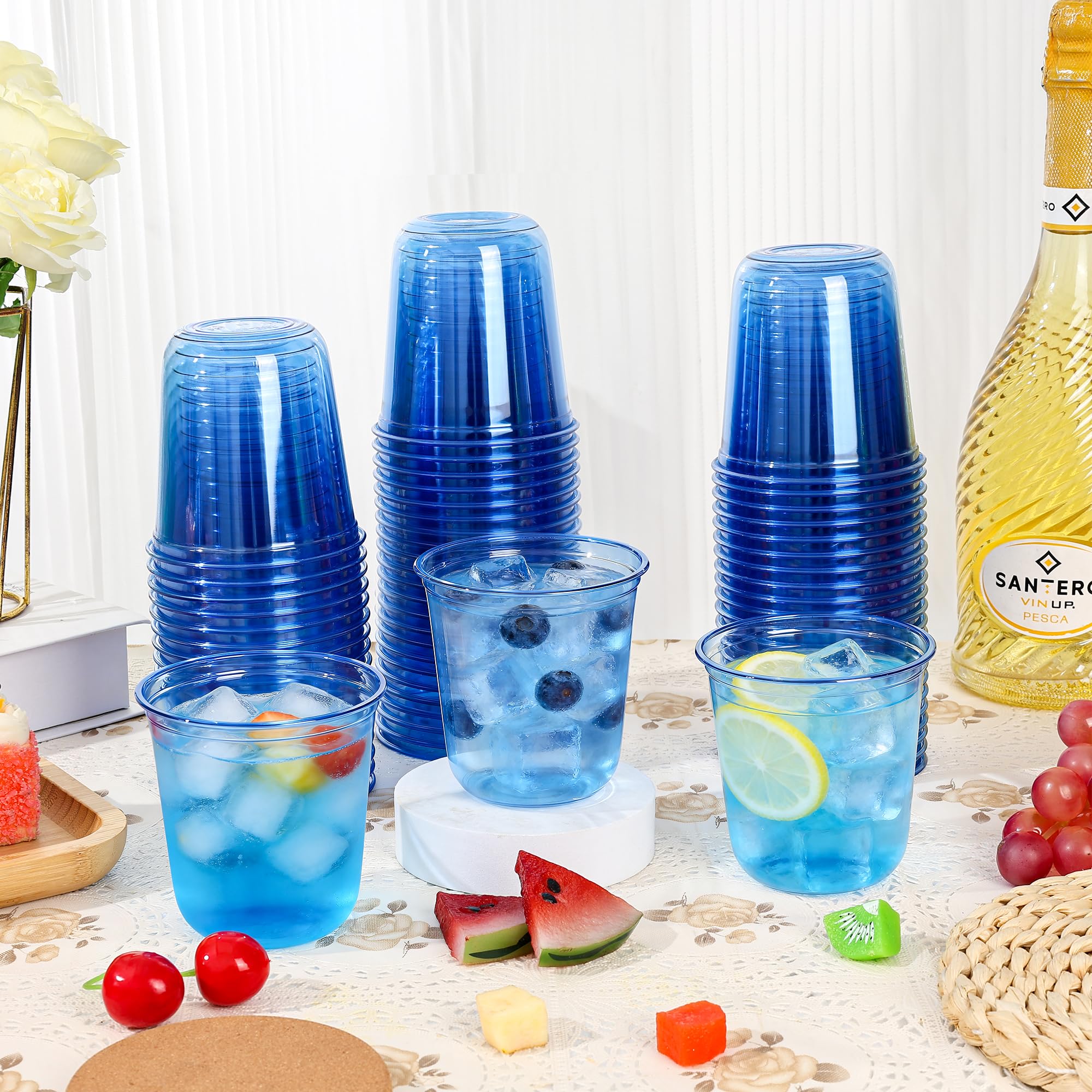 Amazon.com: KesaPlan 100 Pcs Blue Plastic Cups, 12oz Disposable Stemless  Wine Glasses for Cocktail Clear Wine Cups Cocktail Glasses Blue Party Cup  for Wedding Birthday Meeting Christmas Party : Health & Household