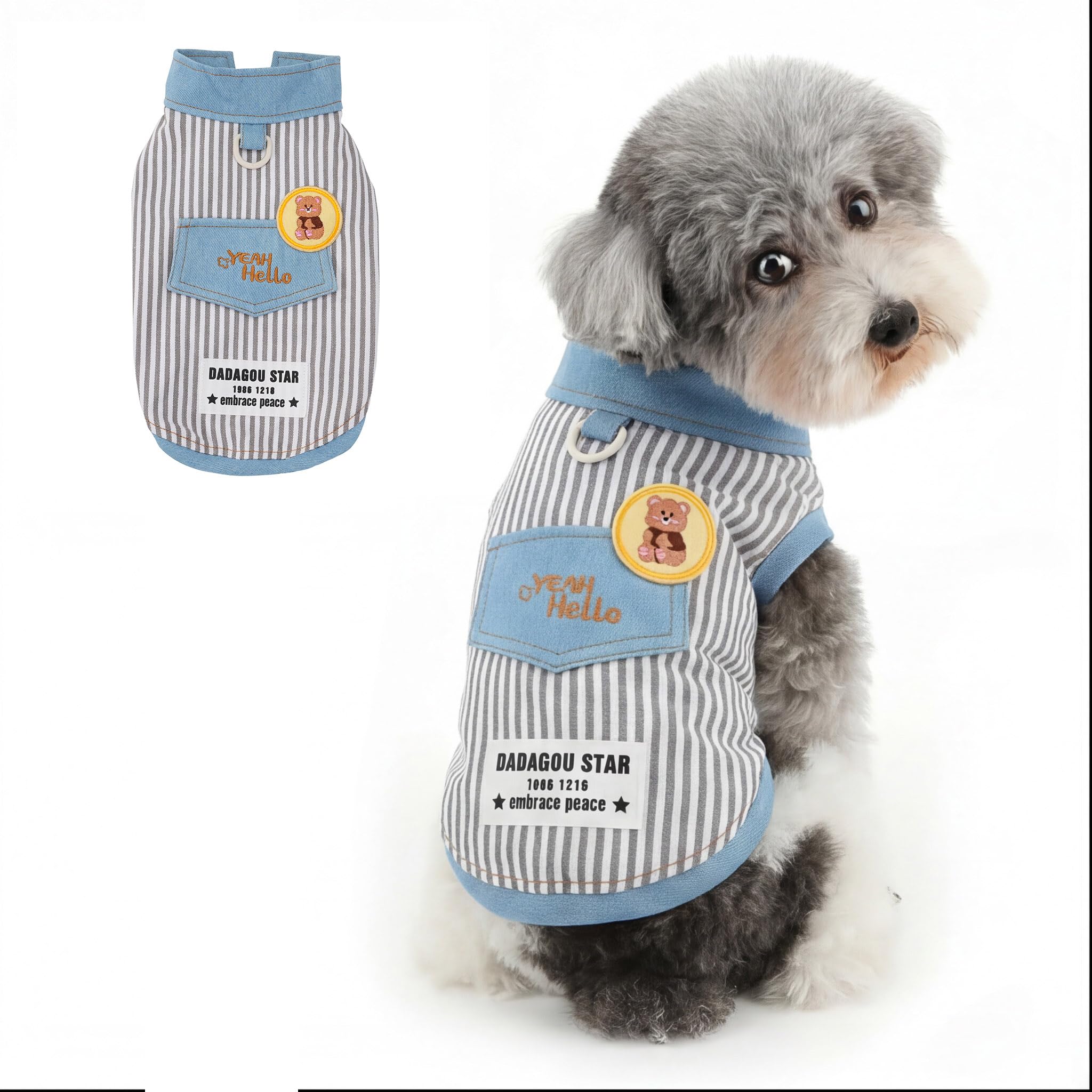 Amazon | Ranphy スナップボタンデニム犬用ベスト 小型犬・猫向け