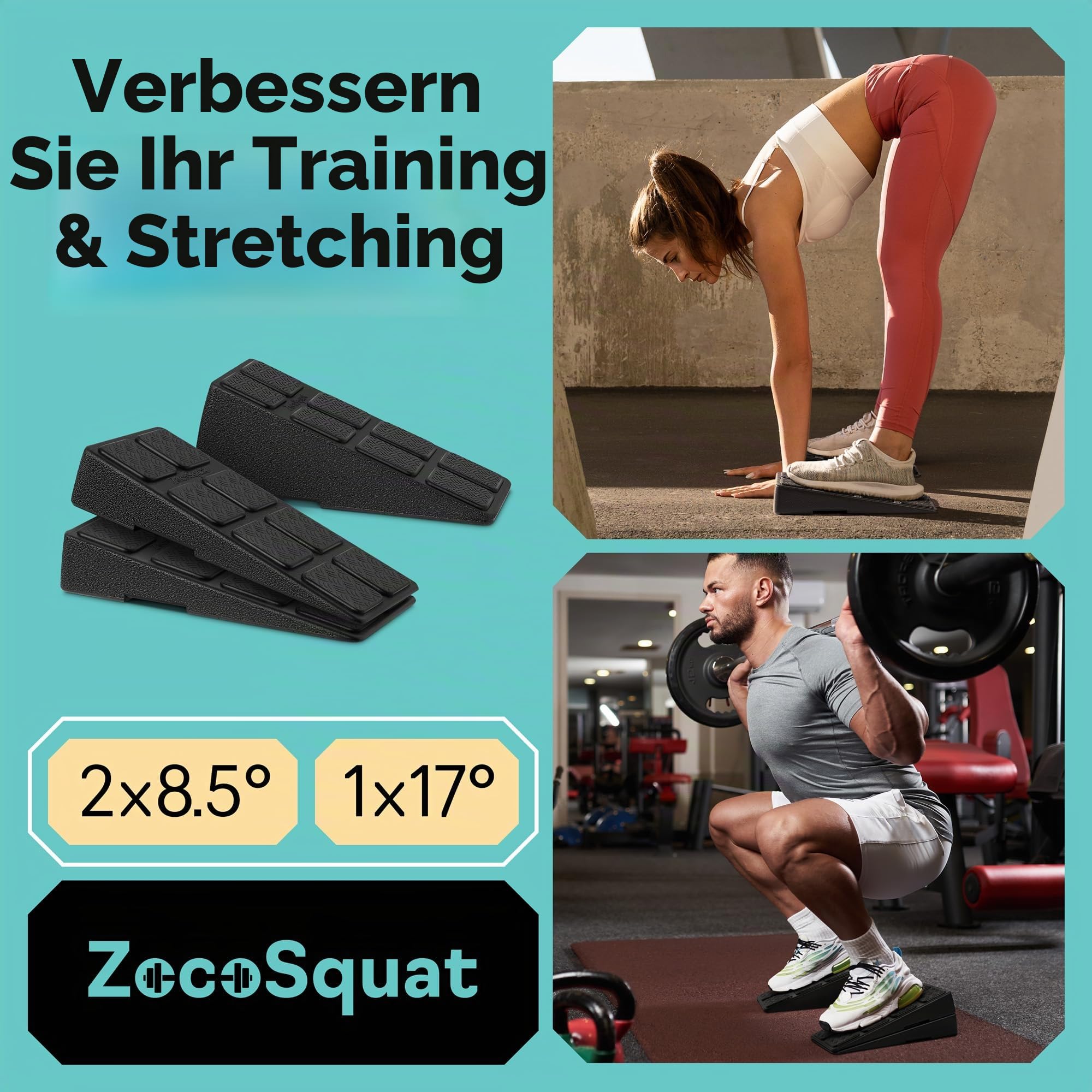 Squat Wedge – Kniebeugen-Keil-Block 235,9 kg Tragkraft – Schrägbrett für Wadendehnung – Wadendehner, schräges Brett – Yoga-Blöcke