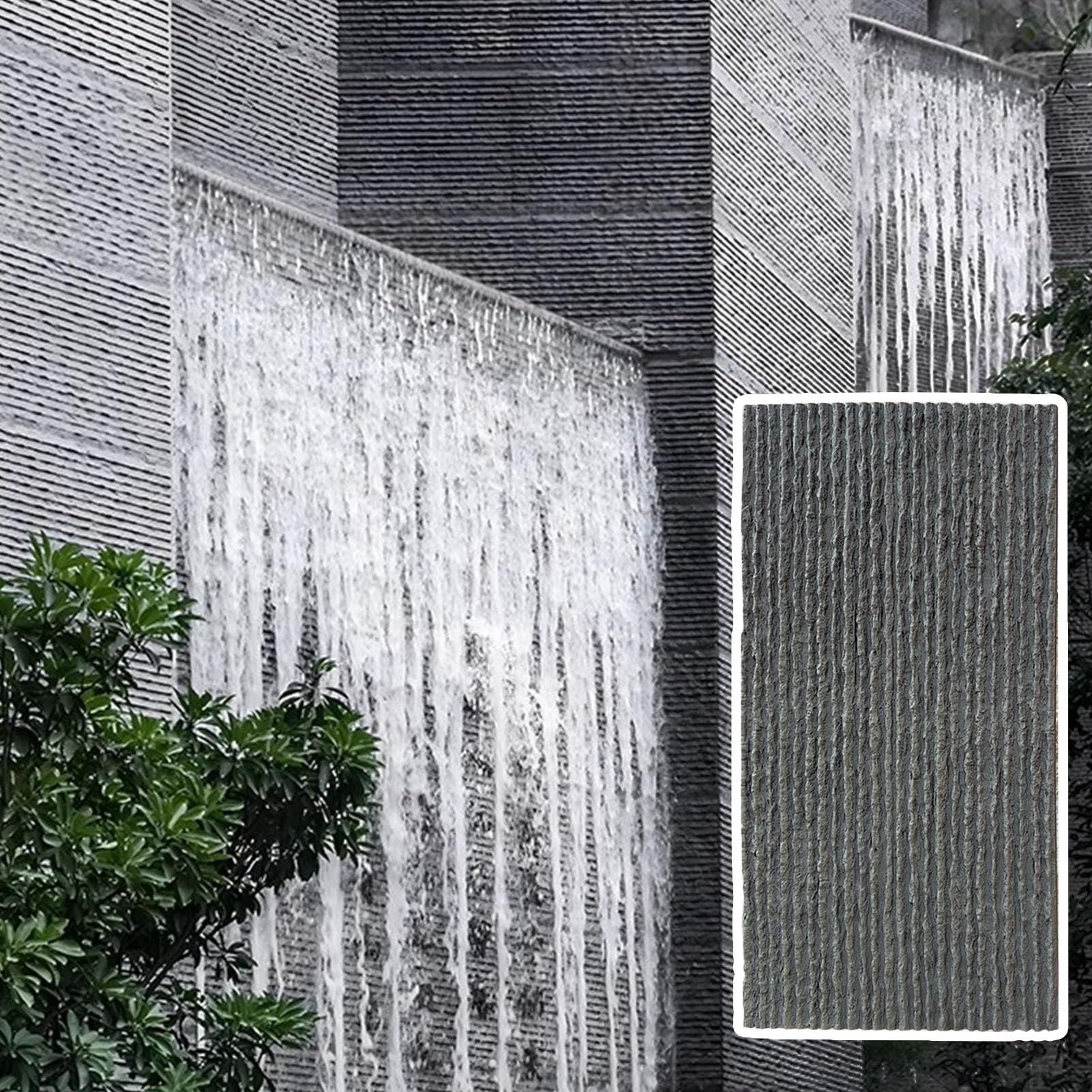 Paneles Decorativos Pared Pu Impermeable Paneles Decorativos Pared Interior Exterior, Sala de Juegos Piedra Artificial Revestimiento Pared Textura Estriada, 3d Wainscoting para Paisajismo(Dark Gray,1P