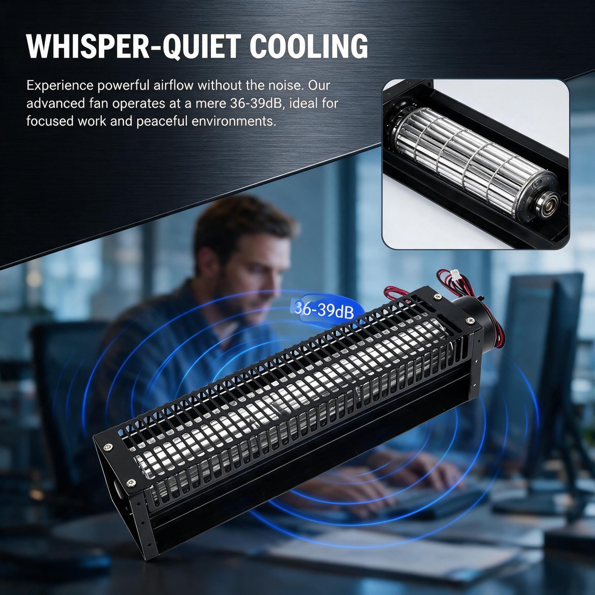 Ventilatore Tangenziale Piccolo Ventilatore Nero | Realizzato in acciaio al carbonio, protezione dal surriscaldamento, silenzioso, adatto a vari luoghi stretti(50190,24V)