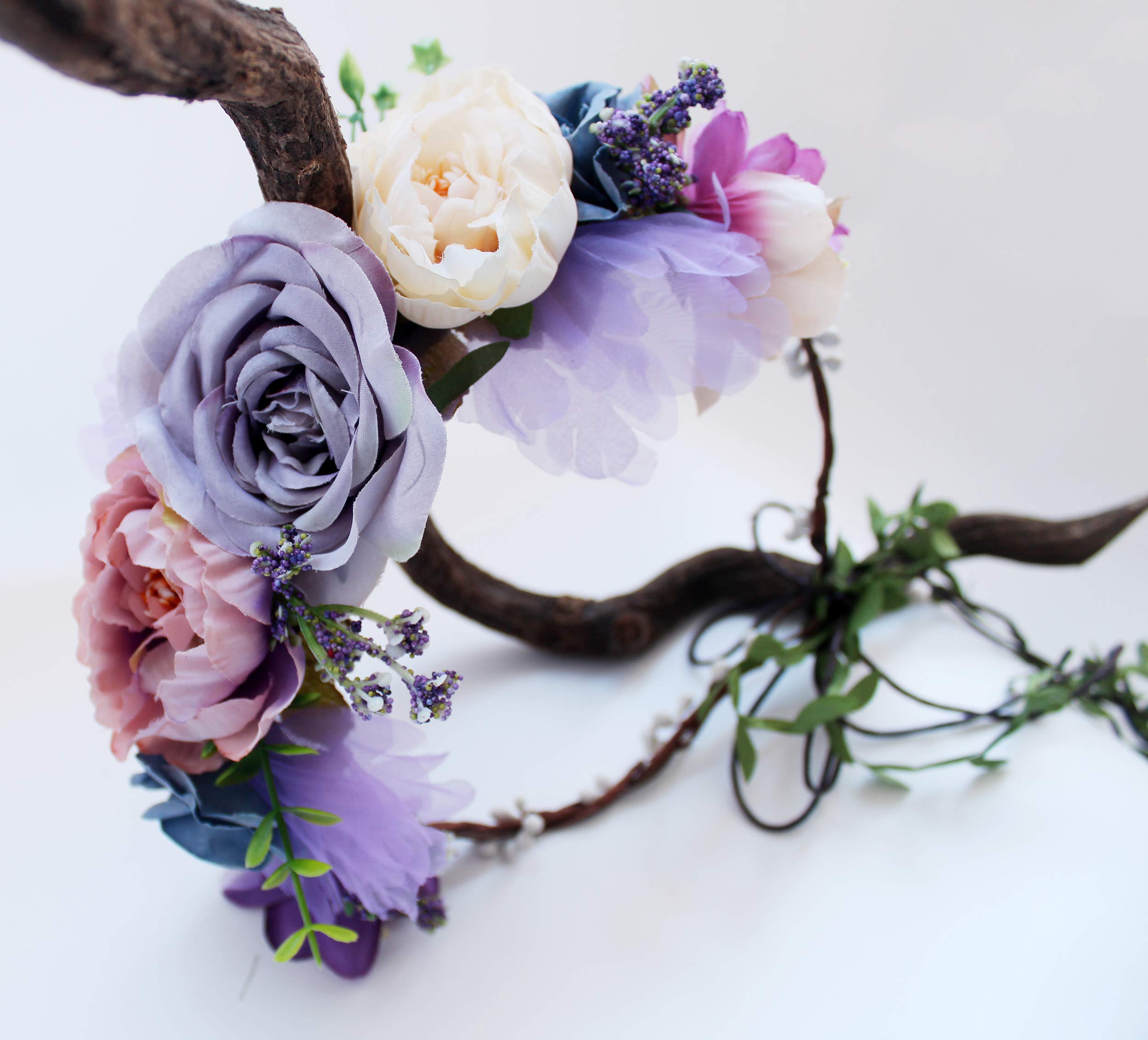 Boho Blume Stirnband Blumen Krone Haar Kranz Blume Halo mit Schleife Hochzeit Party Fotos