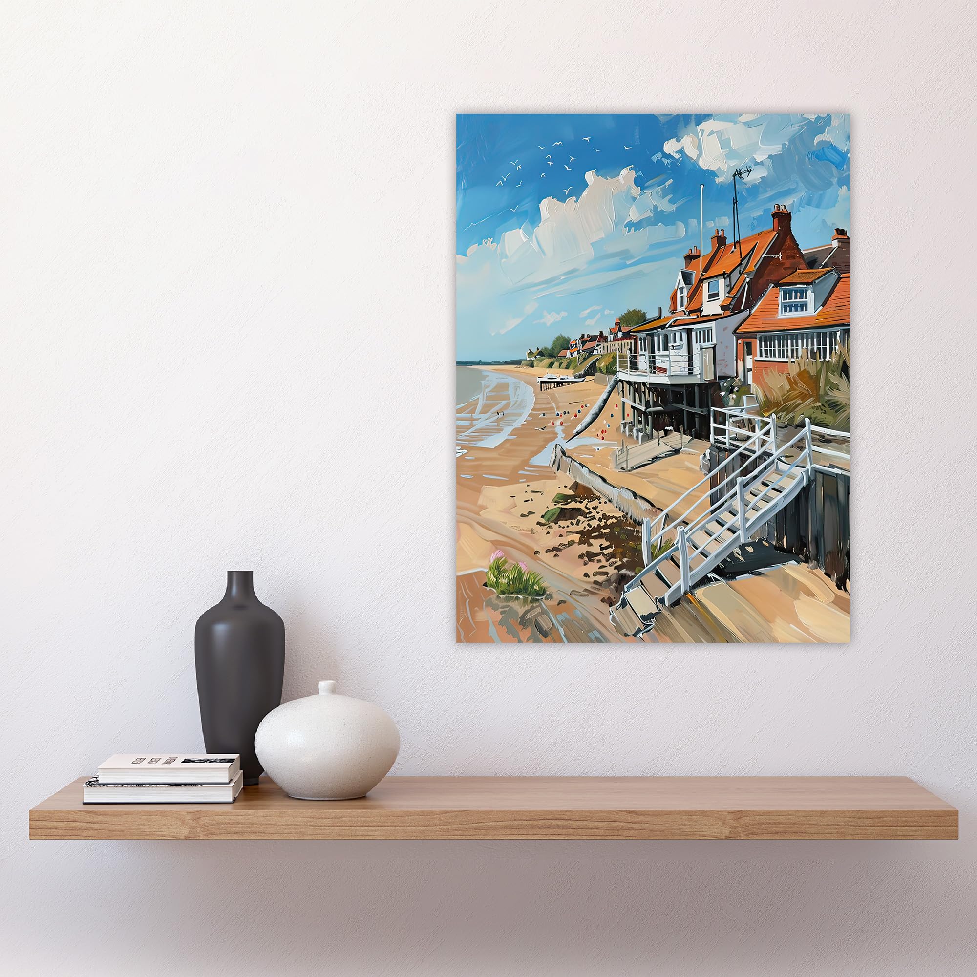 Artery8 Frinton on Sea Beach Houses Seaside Oil Painting Living Room Large Wall Art Poster Print Thick Paper 18X24 Inch - Image 4