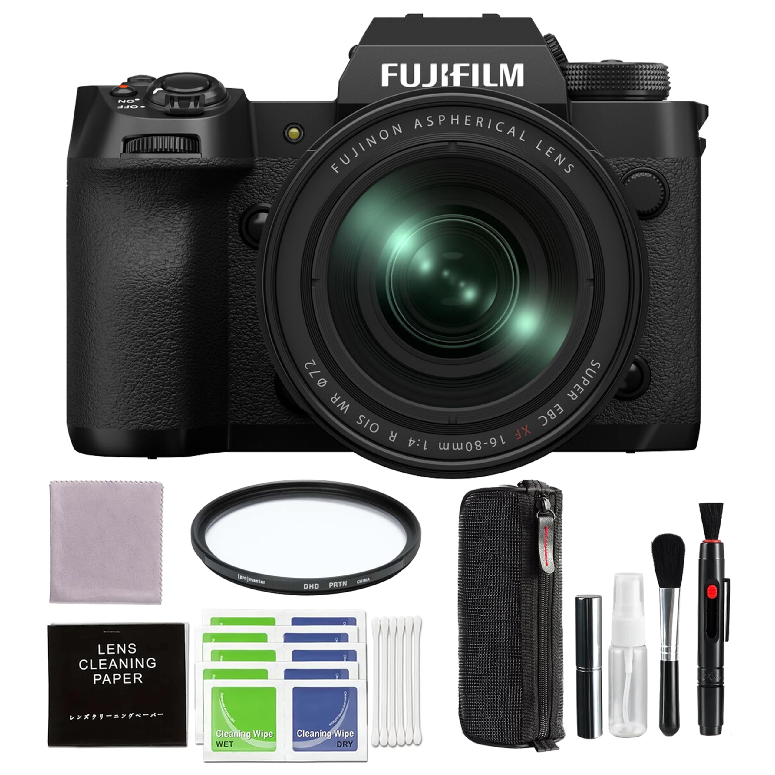 Fujifilm X-H2 Mirrorless Camera with XF16-80mm Lens with 72mm Digital HD Filter and Accessory Kit | Fuji xh2
