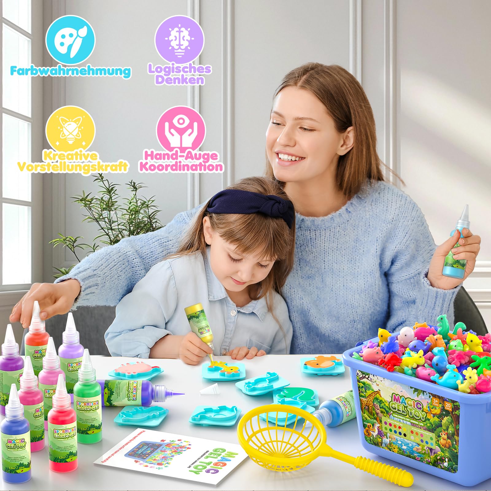 Hot Bee Set di 20 colori Magic Water Elf, 3D Aqua Gelz Set, tema Fattoria Gel Creature per bambini, set di ricarica Aqua Gelz, set di ricarica fai da te, giocattolo regalo per ragazze 5, 6, 7, 8 anni