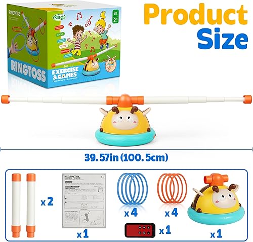 Miniatura 5 de Juguete musical 2 en 1 para saltar y lanzar, juguete de salto para interiores y exteriores, para niños de 4 a 8 años y niños pequeños de 1 a 3, 3 a