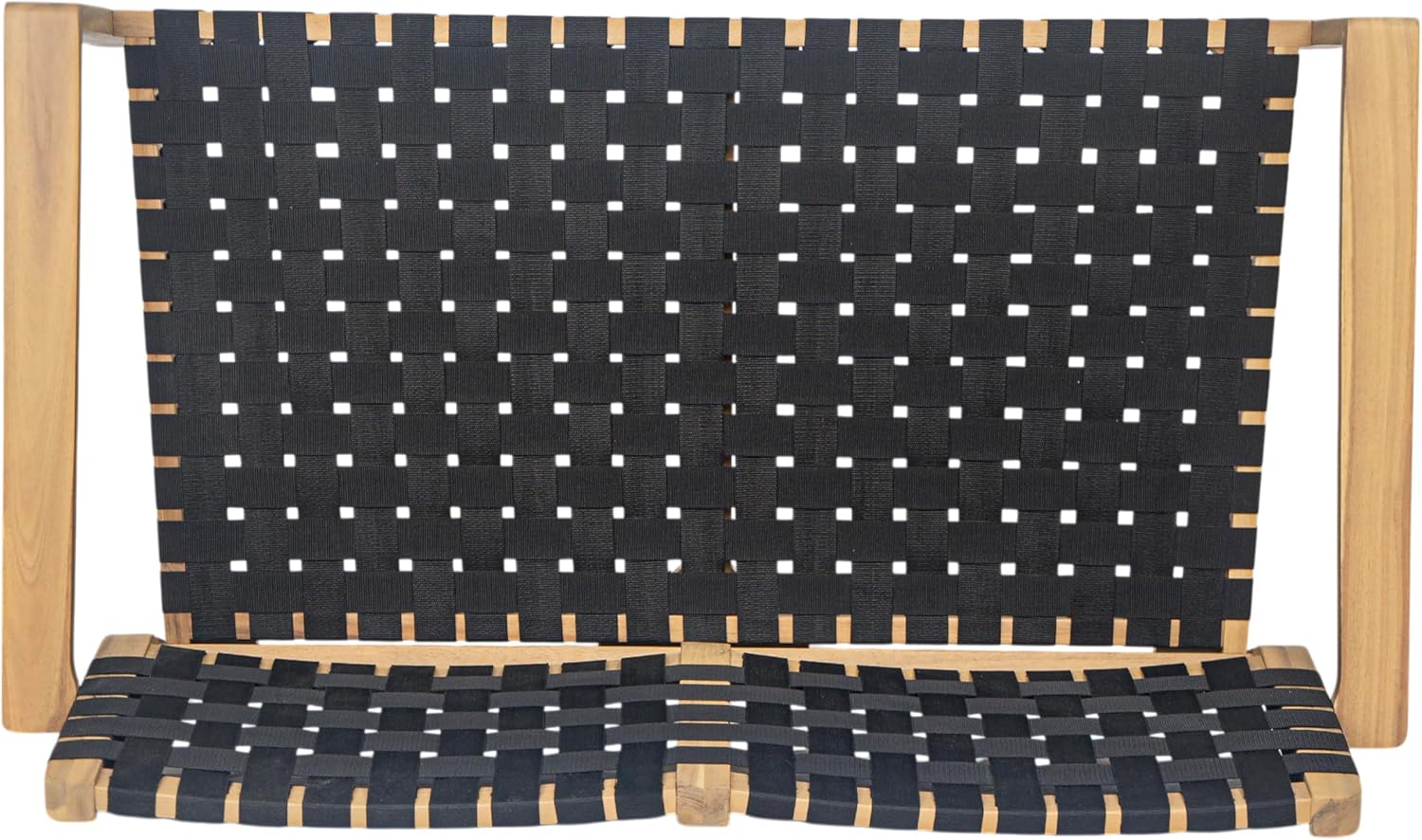 Christopher Knight Home Lenno Patio Loveseat, Acacia Wood Outdoor Bench, Woven Rope Armchair, 2 Seater Bench, Spacious Seating Sofa, Outdoor Acacia Wood Loveseat for Gardern Poolside Porch, Black