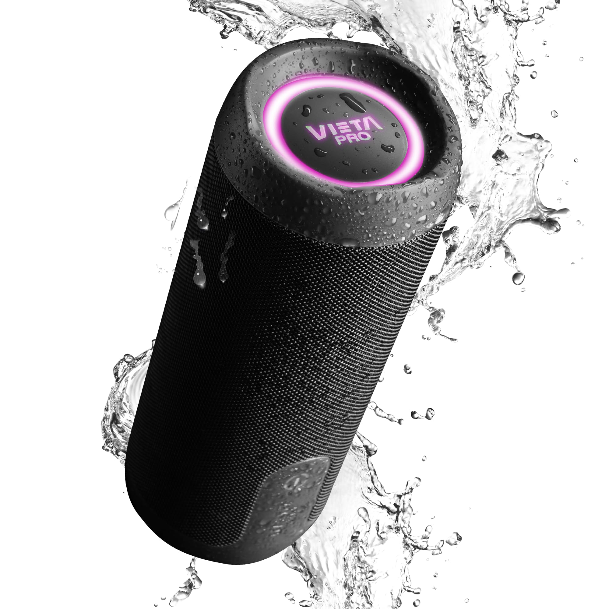 Vieta Pro Small Bluetooth Speaker 5.3 Powerful, Waterproof, 13H Battery and Microphone, True Wireless Large Portable Speaker, Aux In, USB, Voice Assistant and Lights System | Upper 4