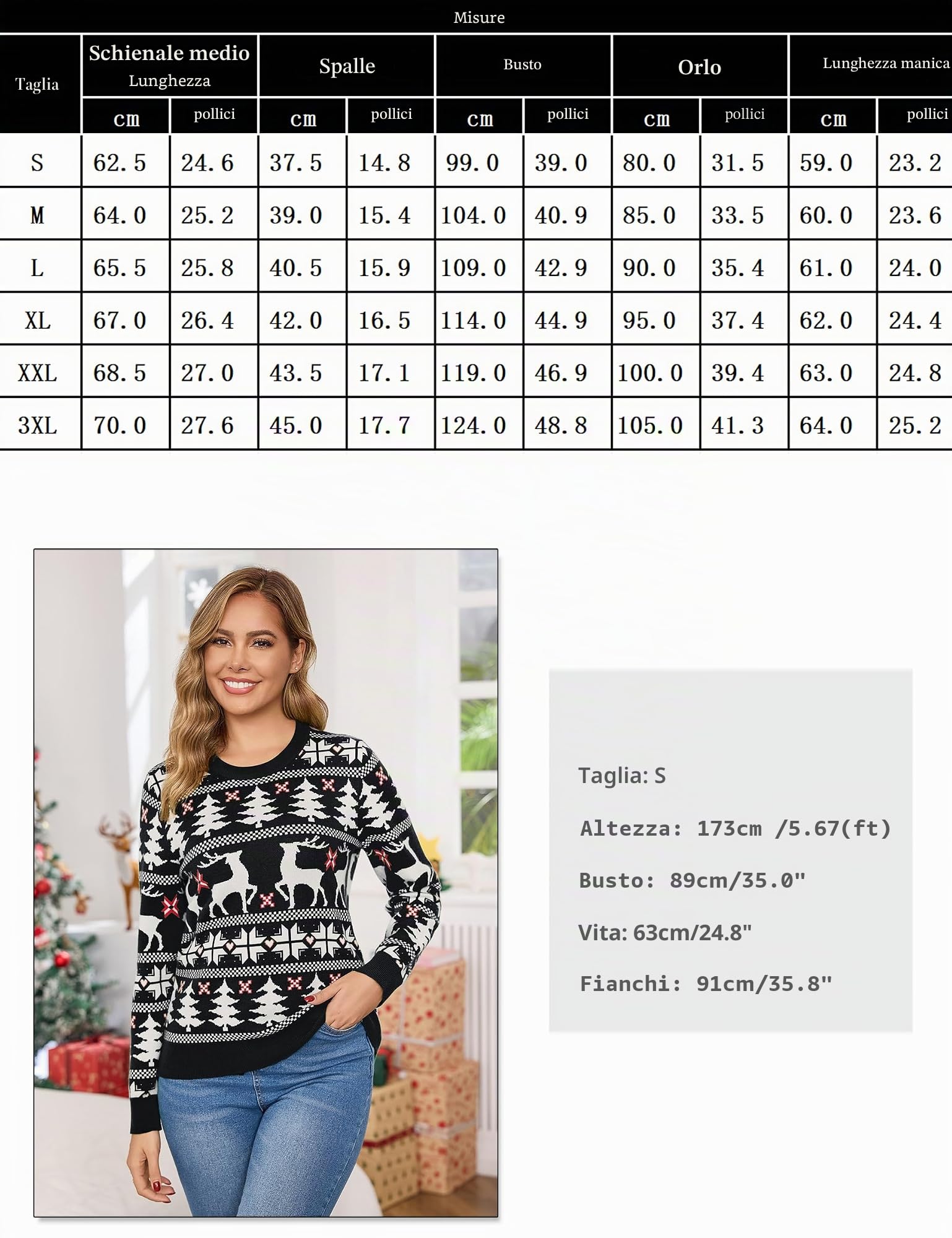 Bresdk Maglione Natalizio Donna Maniche Lunghe Maglioni Natalizi Famiglia Girocollo Pullover Natale Morbida e Calda Perfetto per Madre, Moglie, Amici, Coppie S-XXL