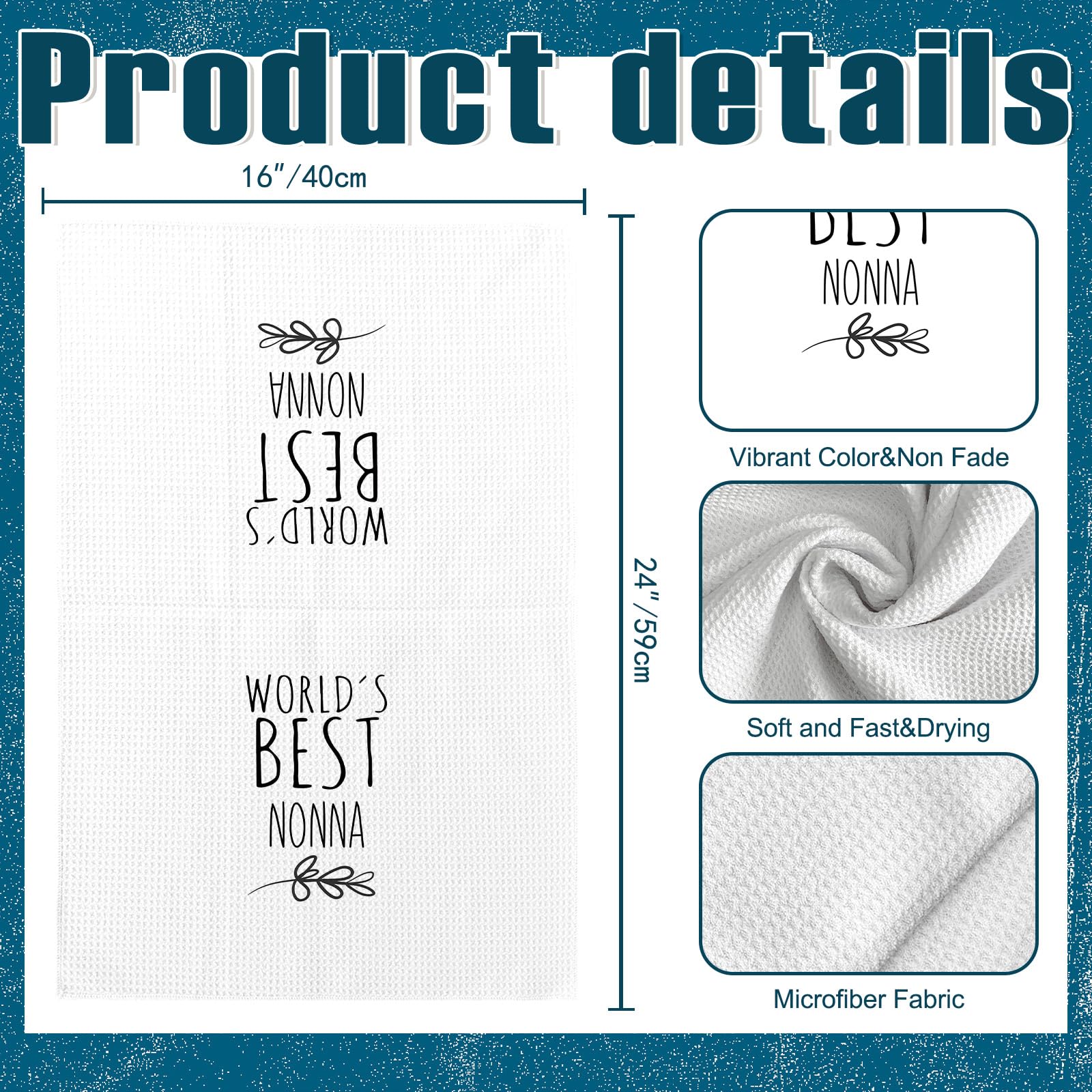 World's Best Nonna Kitchen Towels, Best Nonna Gifts for Grandmother Nonna, Nonna Gifts from Children, Nonna Mother's Day Birthday Gifts Tea Towels Kitchen Hand Towels 16x24 Inch