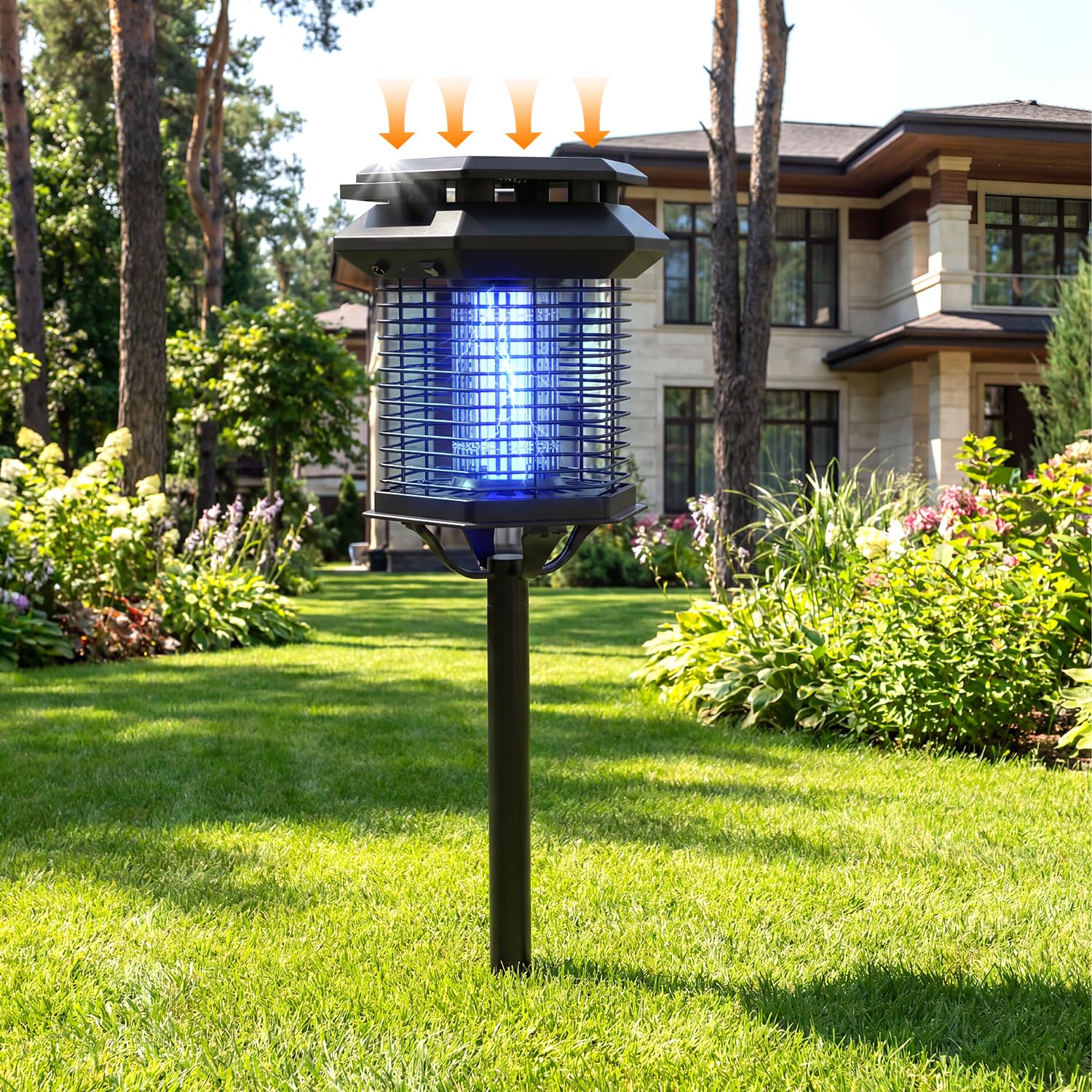 Solar Bug Zapper Outdoor, 10W Mosquito Zapper, Impermeabile Fly Killer, Ricaricabile Elettrico Mosquito Killer, Auto On/Off dal tramonto all'alba, Trappola per insetti senza fili per patio, cortile