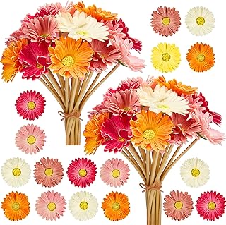 WILLBOND 36 Pcs Artificial Gerbera Daisies Flowers 15 in Pink and Orange...