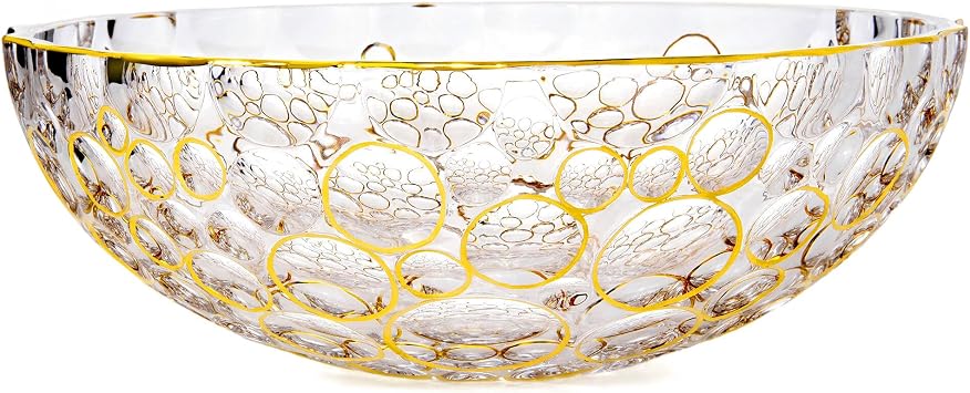 STP GOODS Lisboa Collection Bohemian Style Hand-painted Glass Fruit Bowl Serving Bowl Salad Bowls D10.6