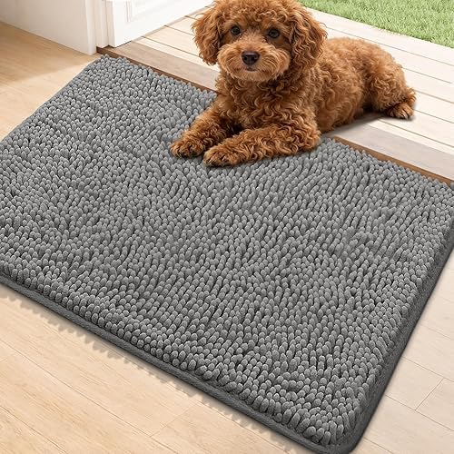 Miniatura 16 de Bcoimo Tapete súper absorbente para puerta de perro, 30 x 20 pulgadas, tapete antideslizante para patas fangosas, alfombras para mascotas para patas