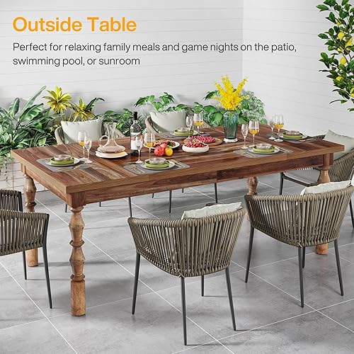 Miniatura 7 de Tribesigns Mesa de comedor de madera de 62 pulgadas para 4-6 personas, mesa de cocina rectangular grande de granja, mesa de comedor, muebles de