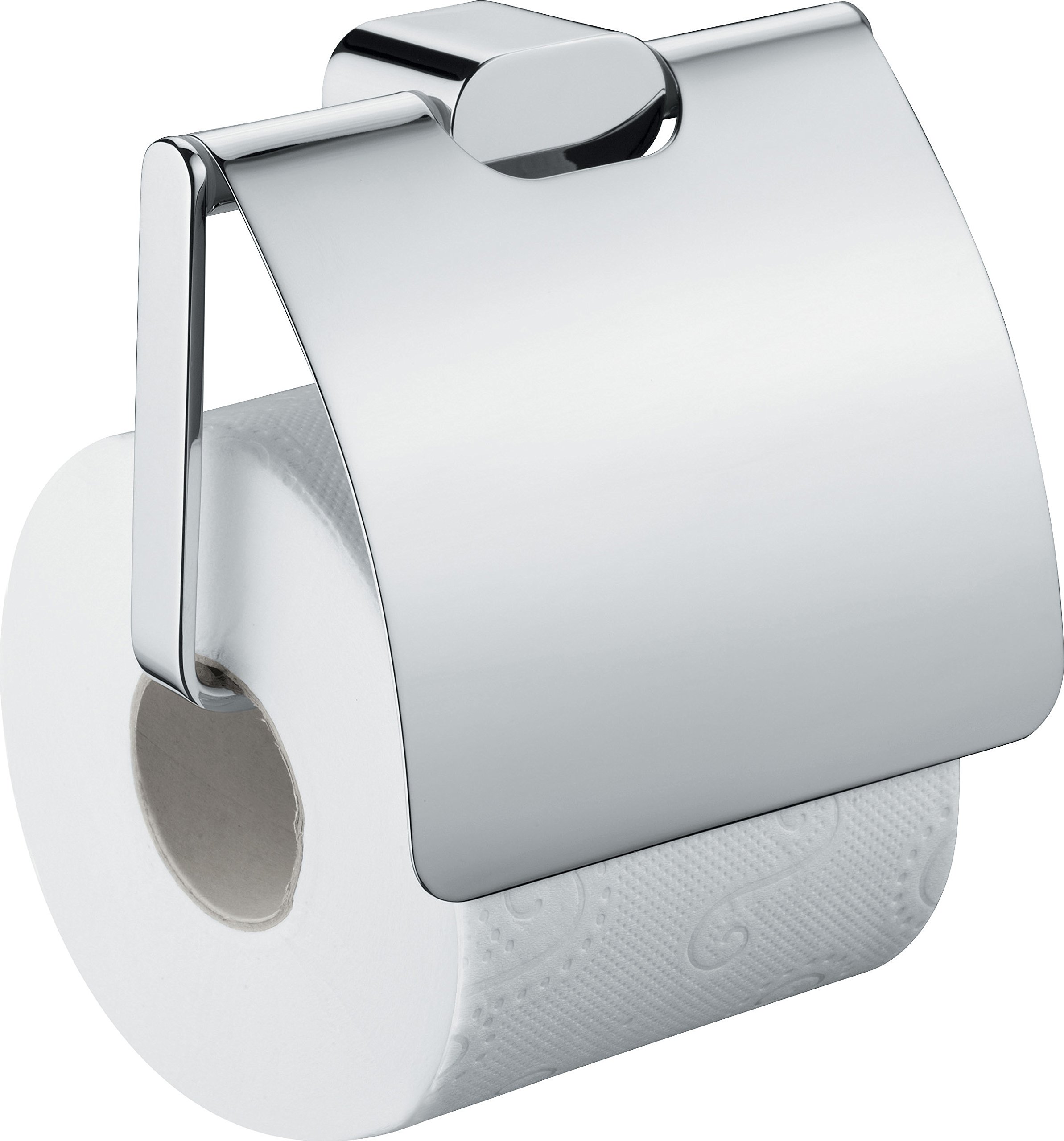 Gedy AZZORRE Portarrollos papel higiénico baño con tapa, Cromo, Aluminio y latón, 13,5 x 3 x 12,5