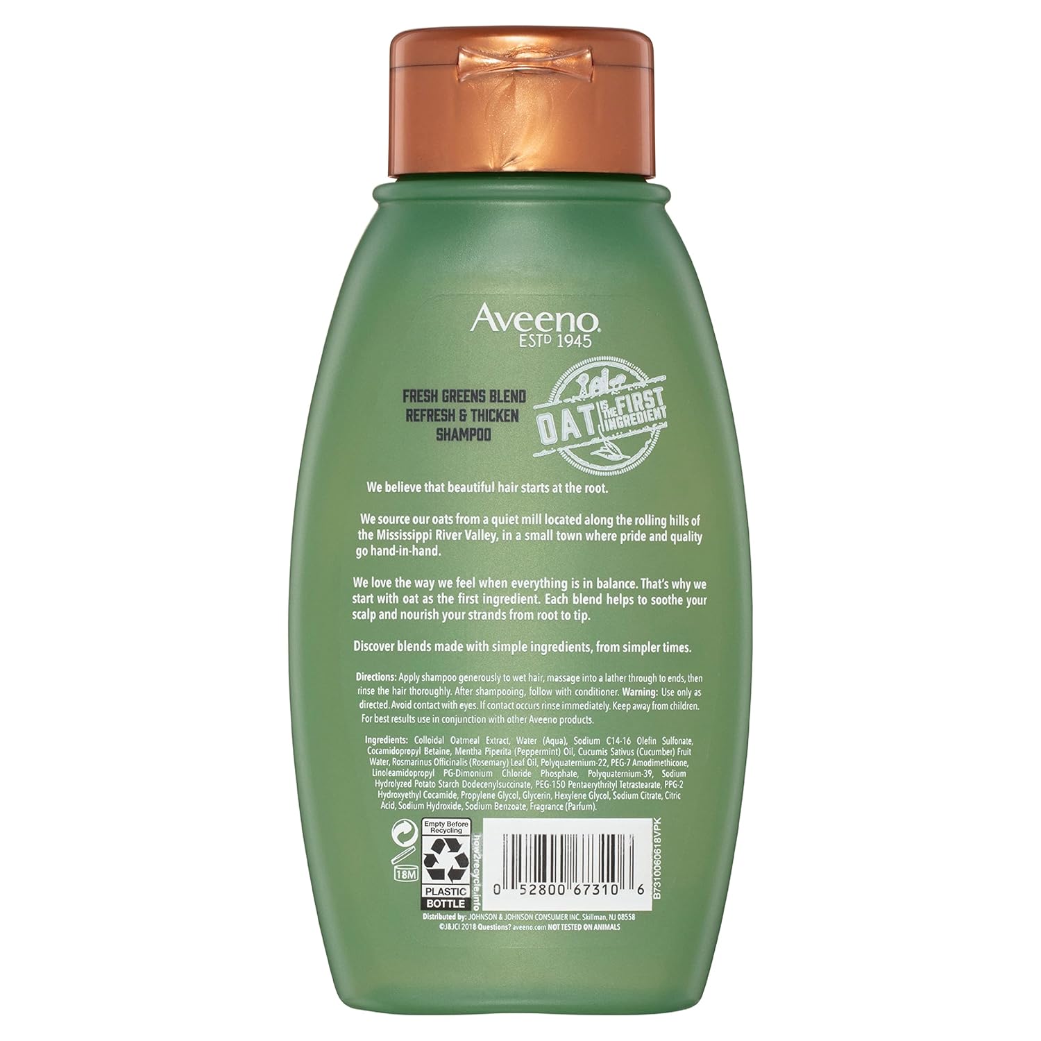 Aveeno, Fresh Greens Blend Sulfate-Free Shampoo with Rosemary, Peppermint & Cucumber to Thicken & Nourish, Clarifying & Volumizing Shampoo for Thin or Fine Hair, Paraben-Free, 12oz : Everything Else