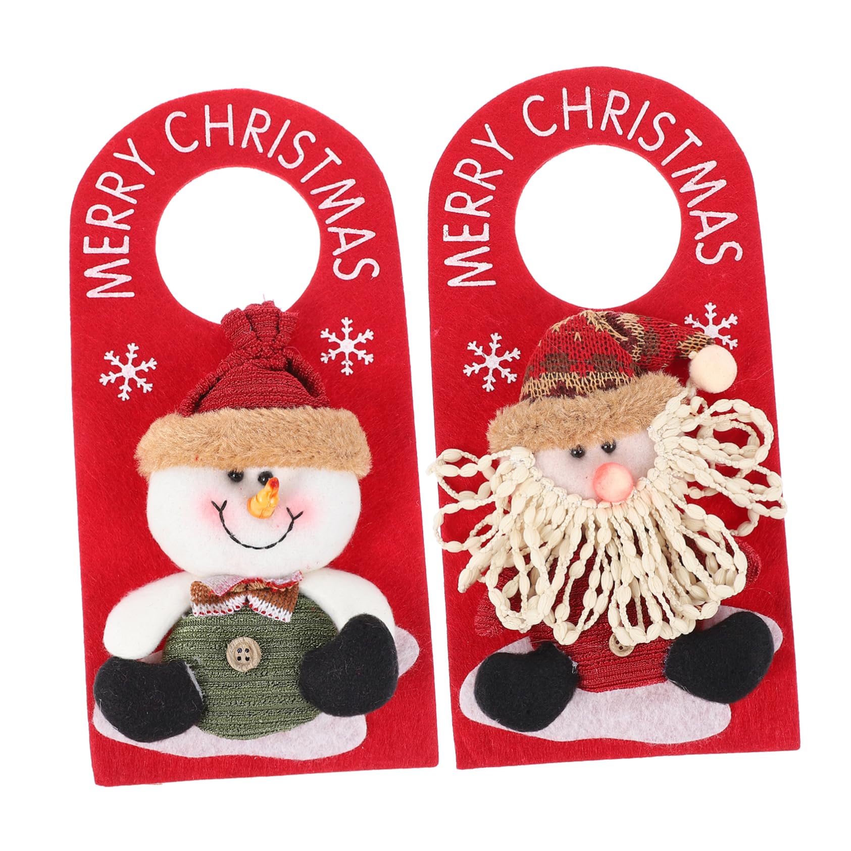Amosfun 2 Piezas Colgador de Puerta de Tela navideña Bon Nadal Detalles navideños Colgador de Puerta de Navidad Colgador de Puerta de muñeco de Nieve Colgante de árbol de Navidad Rojo