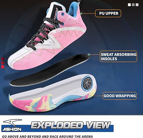 Miniatura 2 de ASHION Zapatos de Baloncesto para Hombre de Moda Transpirables Zapatillas Antideslizantes para Hombre con Soporte de Arco Zapatos Deportivos para