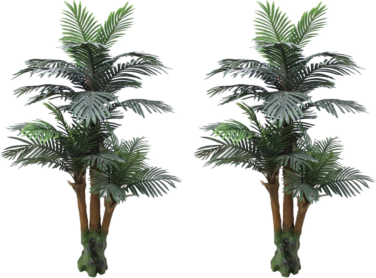 AMERIQUE Pair Gorgeous 5.7 Feet Triple Tropical Palm Artificial Plant Tree with Standable Trunk, Real Touch Technology (Set of 2)