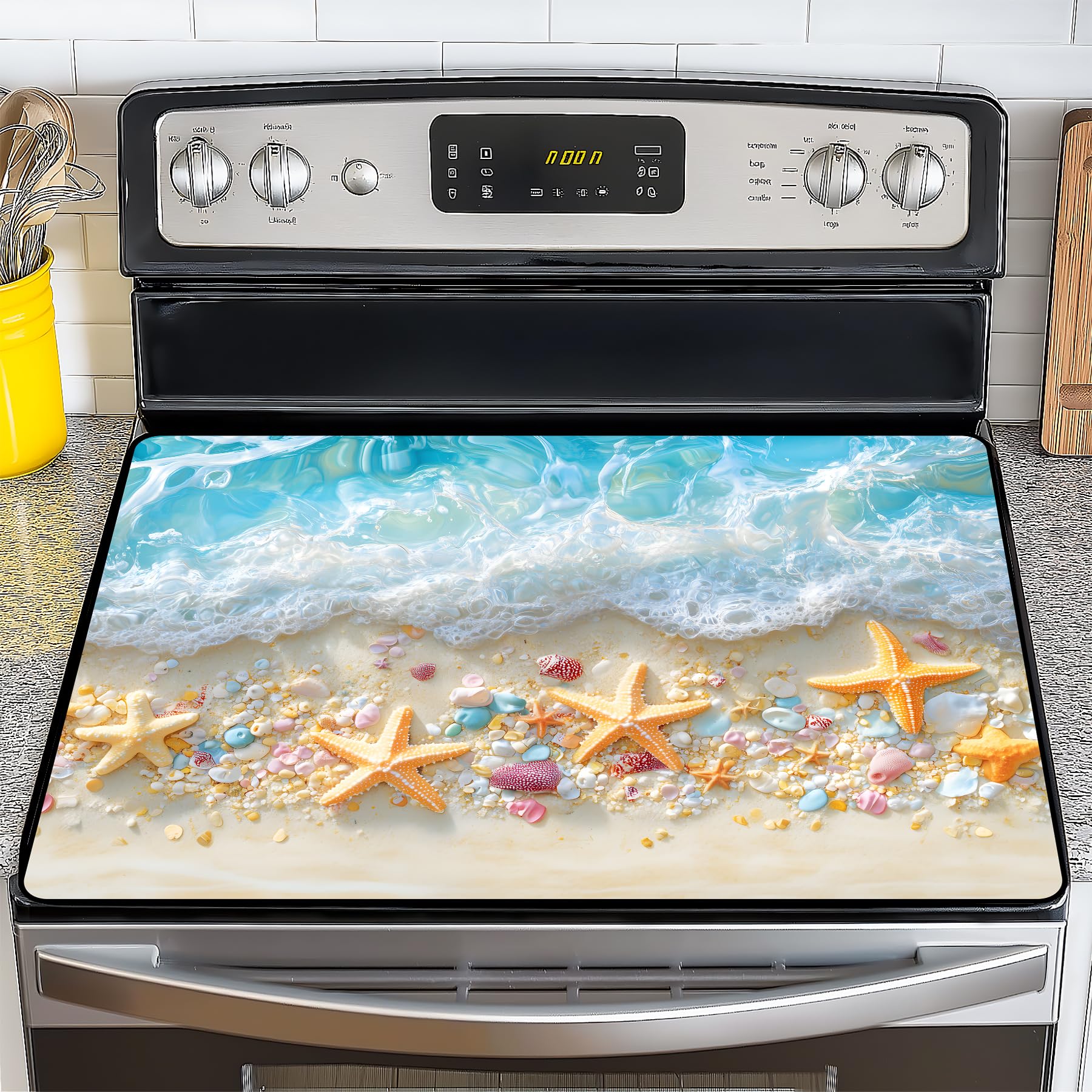 Stove Top Cover for Electric Stove,Glass Stove Top Cover, Heat Resistant Glass Cooktop Cover, Stovetop Protector, Kitchen Decor, Dish Drying Mats Cover for Ceramic Washer Top 28.5x20.5 inch