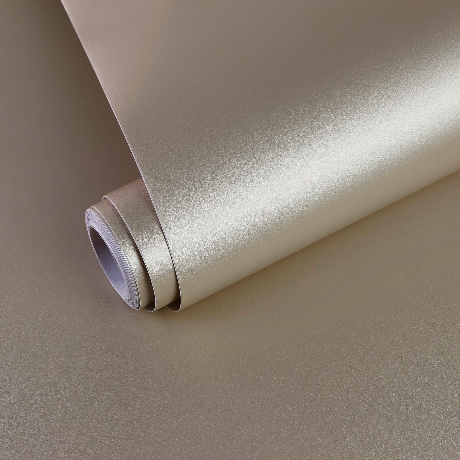 Yun-aeon Thick Metallic Beige Peel and Stick Wallpaper 15.7"x 118.1" Matte Fridge Contact Paper for Countertops Vinyl Self Adhesive Removable Modern