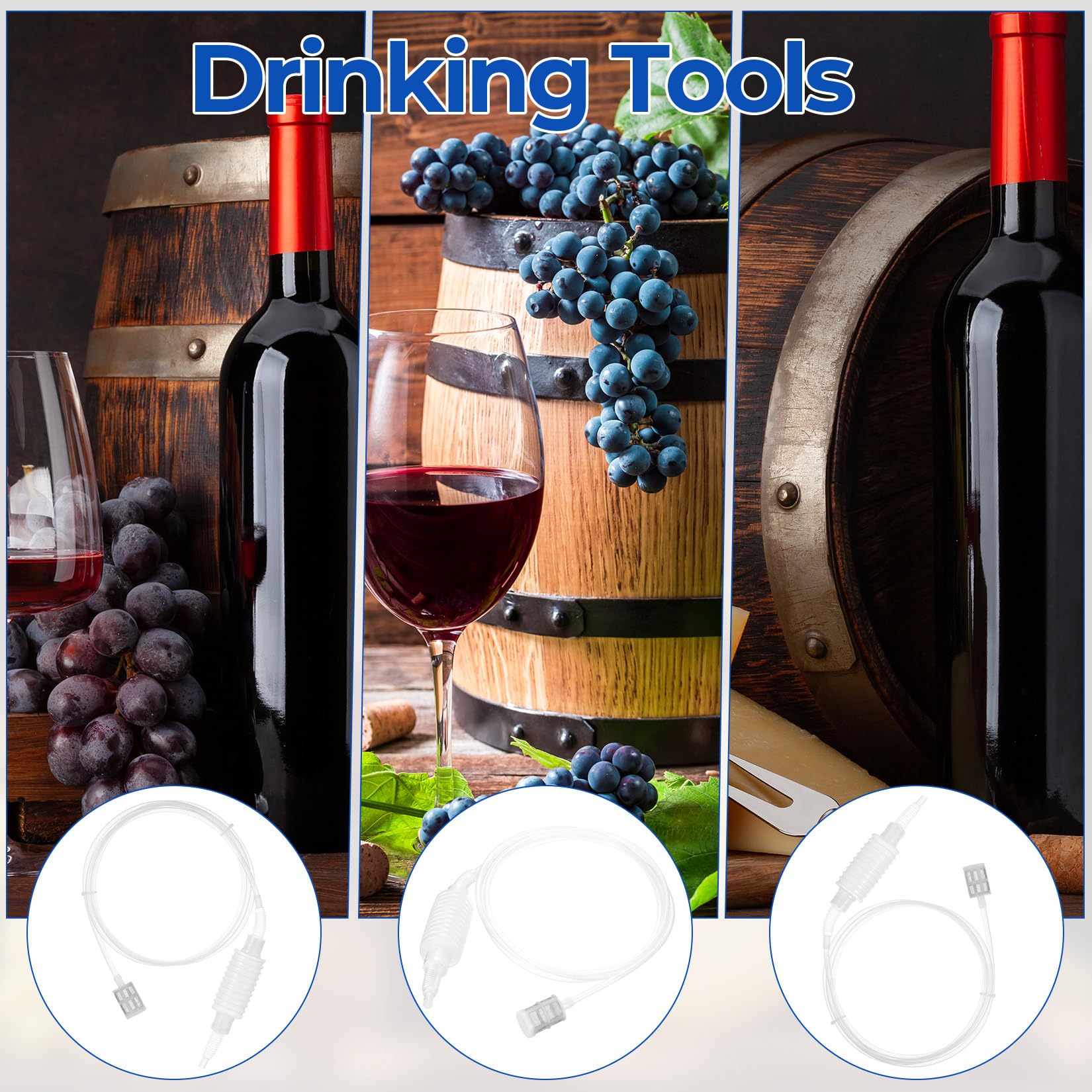 2 Pcs Tubo de Sifón Elevador de Vino, filtro de sifón para elaboración casera, Tubos de filtro de sifóns manual para hacer vino, para kit de elaboración de cerveza casera(2,5 m), con 2 clips