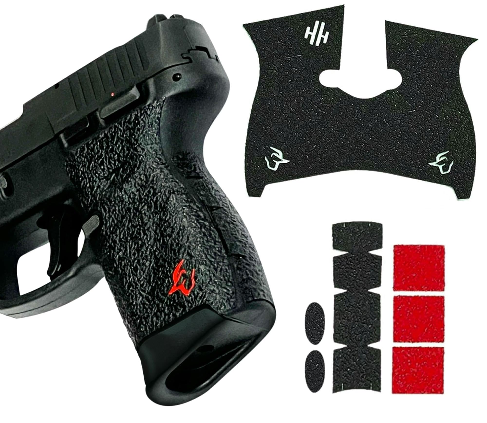 Handleitgrips Gun Grip Tape Compatible with Taurus G3C | Black Textured Rubber Pistol Grip Tape with Inserts Colors Green, Orange, Pink, Red Gun Accessories Veteran Owned