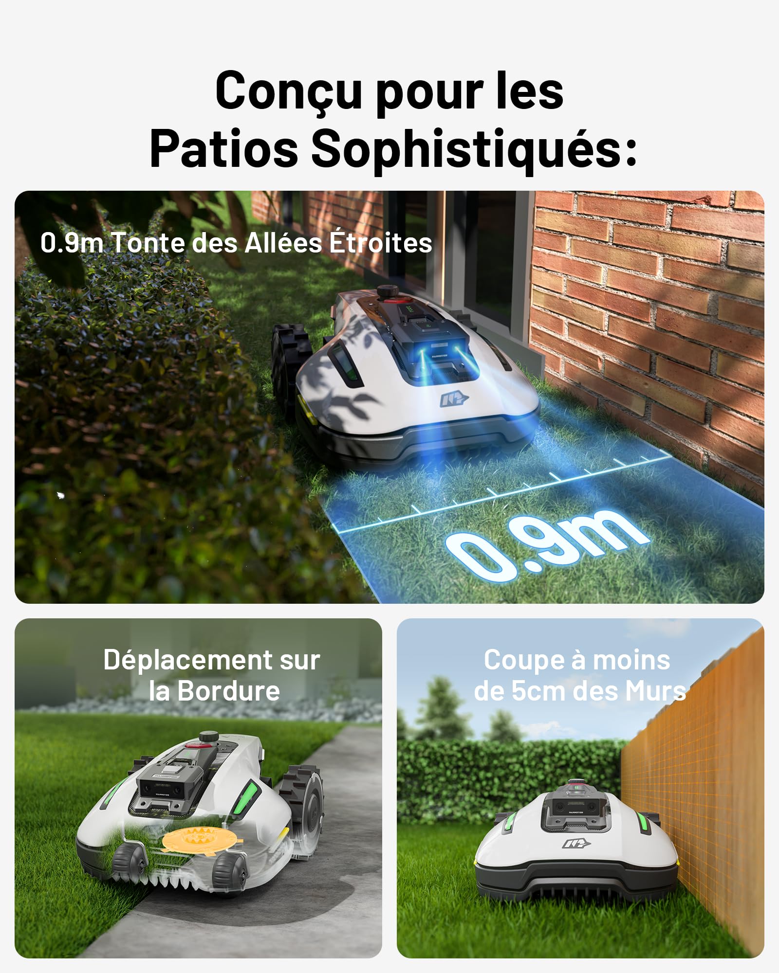 MAMMOTION YUKA Mini 500 Robot Tondeuse sans Fil Périphérique, NetRTK+Vision, Aucune Antenne RTK Requise, Recommandé 500 m², Pente à 50%, Cartographie Automatique, avec Module 4G