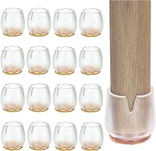 ✮ French Brand - Felt Feet | 40 Pieces | 12-16 mm | Silicone Pads for Furniture/Furniture – Anti-Scratch Tip – Chair Protection for Parquet (Transparent- 16 Pieces, Round XS (12-16 mm)